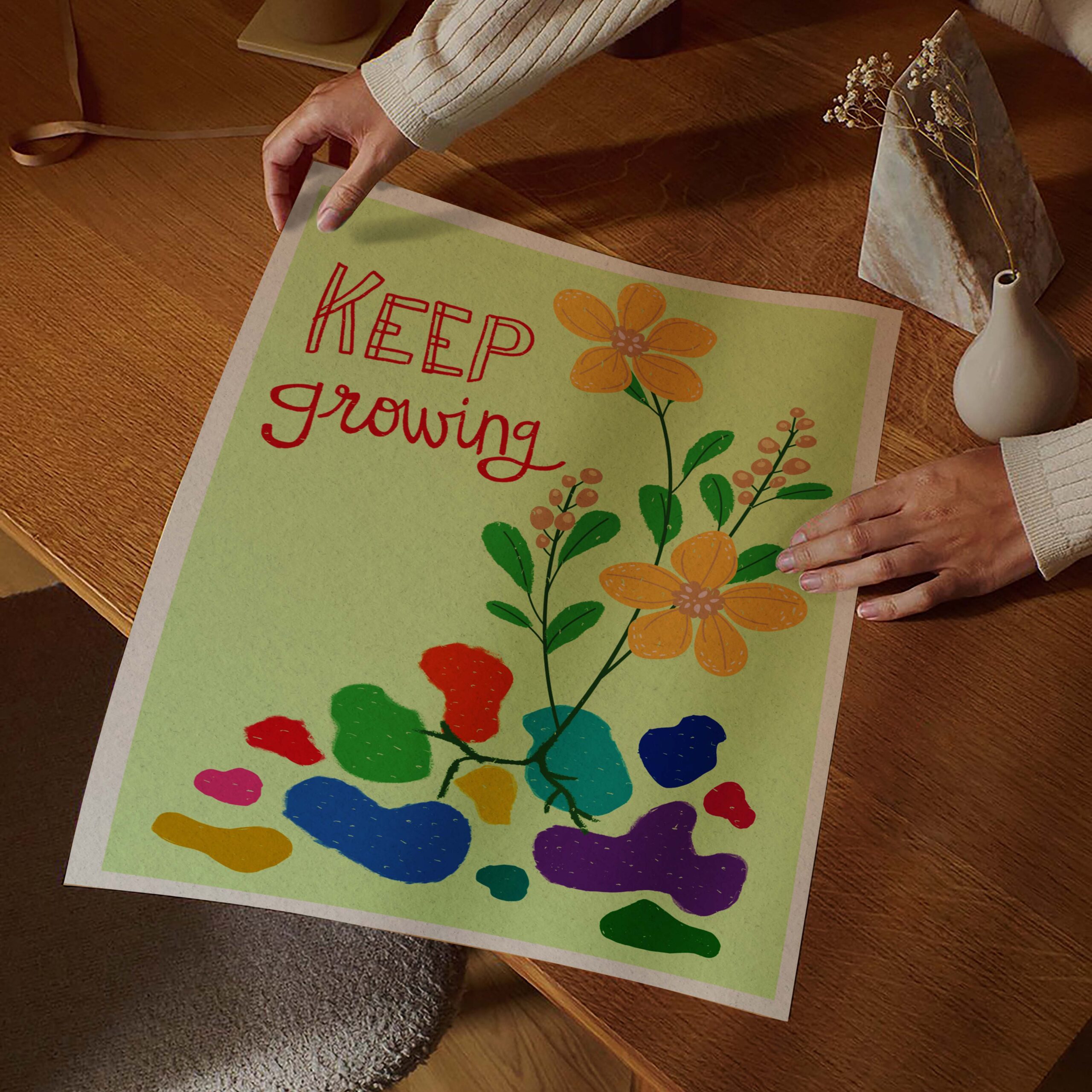 Keep Growing Colorful Mental Health Wall Art - Image 2