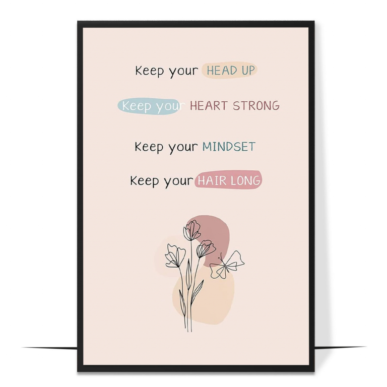 Keep Your Head Up hand-drawn abstract print — A calm abstract color field framing the gent
