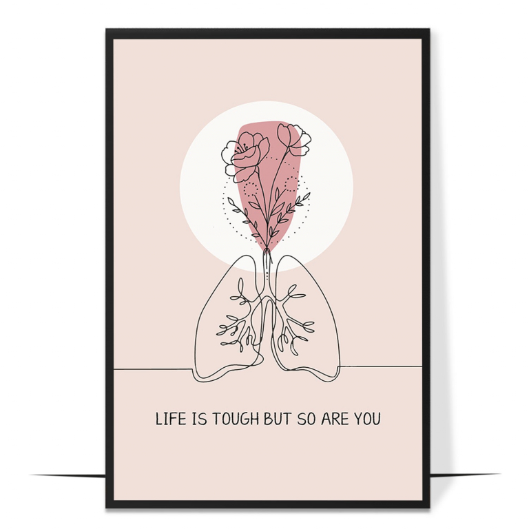 Life Is Tough But So Are You hand-drawn abstract print — A minimal abstract gradient framing the word