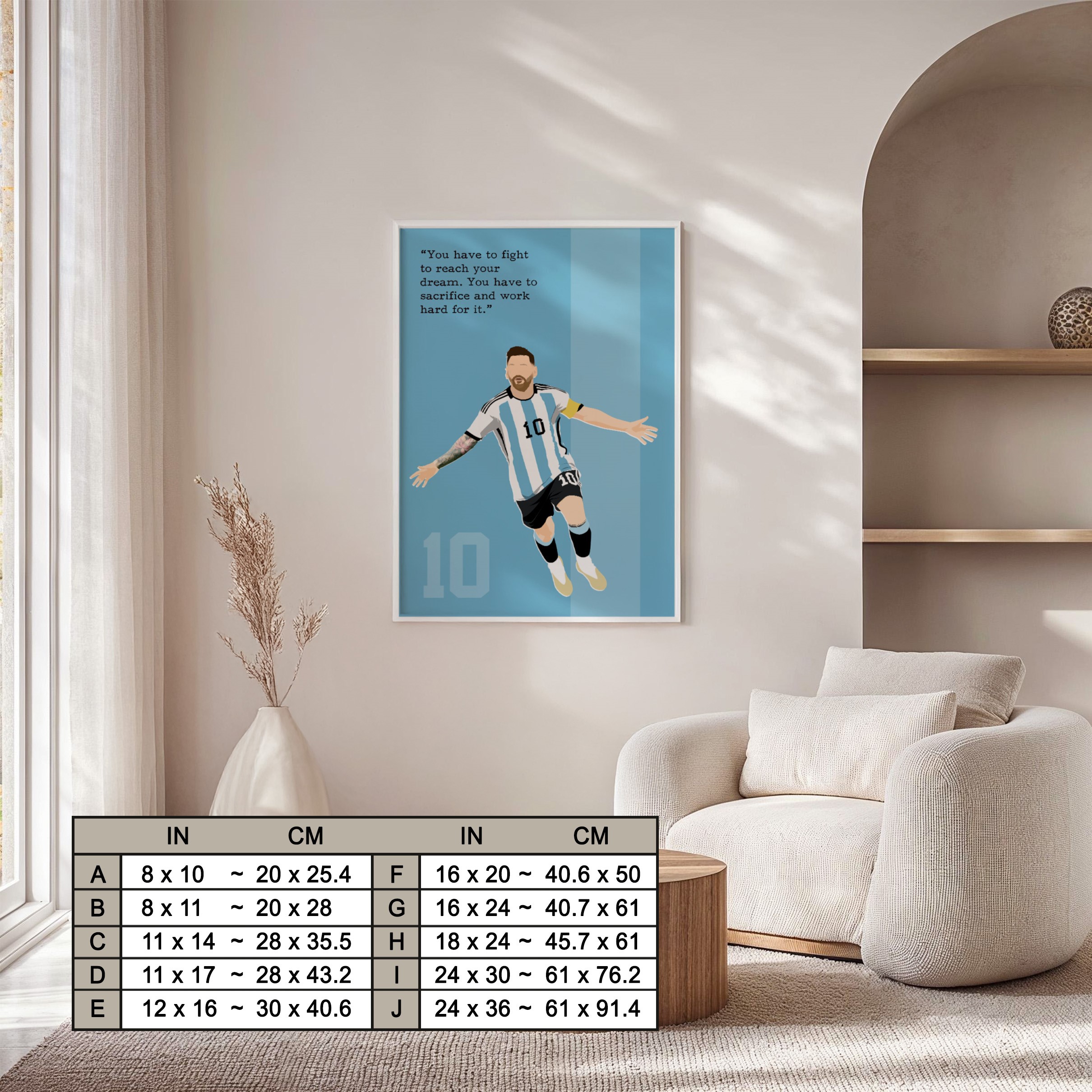 Lionel Messi Soccer Superstar Motivational Quote Wall Art - Image 7