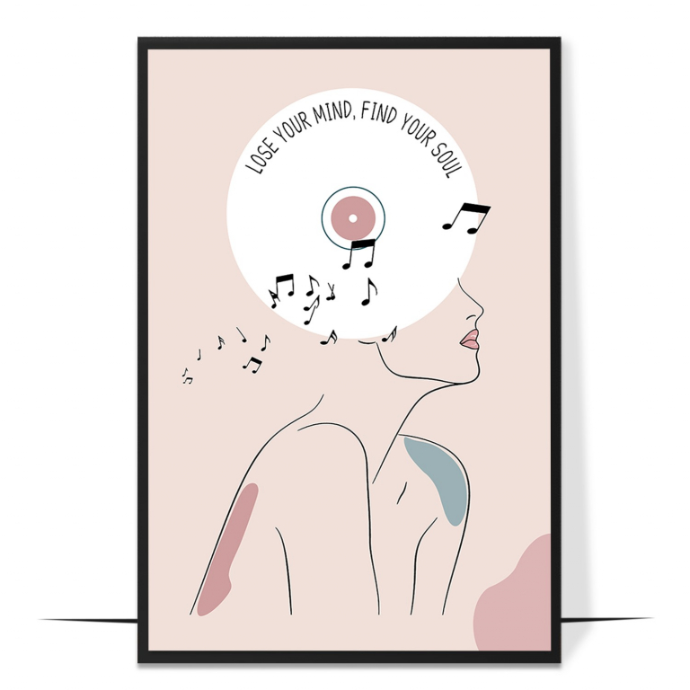 Lose Your Mind Find Your Soul hand-drawn abstract print — A warm abstract sweep of color framing the w