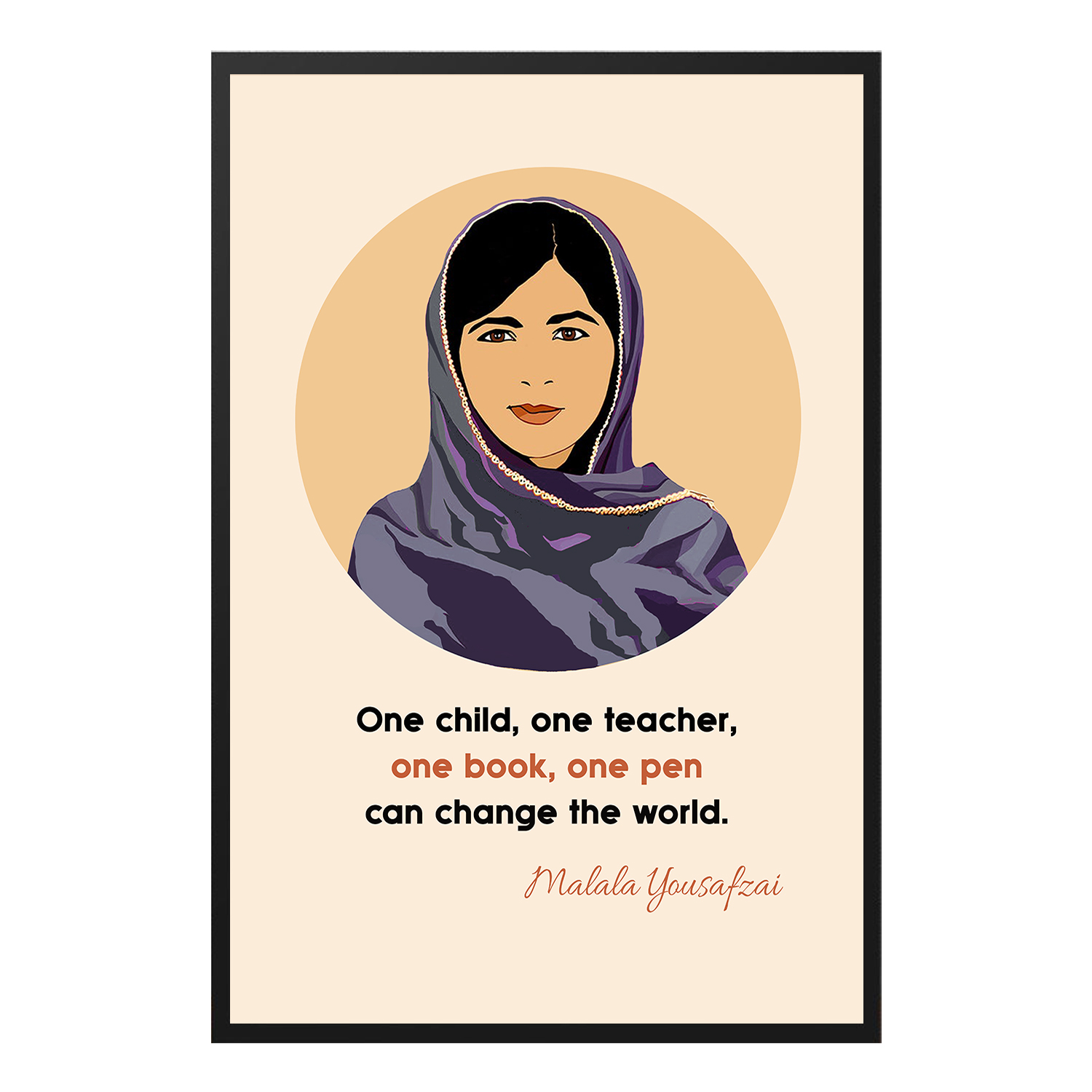 Malala Yousafzai Empowered Inspirational Quote Wall Art - Image 7
