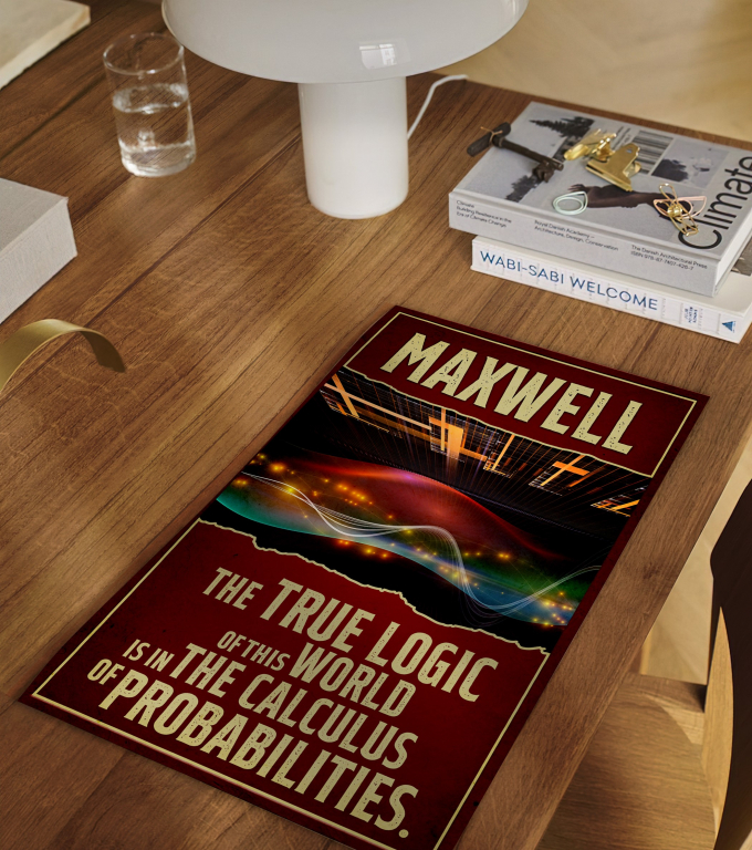 James Clerk Maxwell poster framed and displayed in a classroom