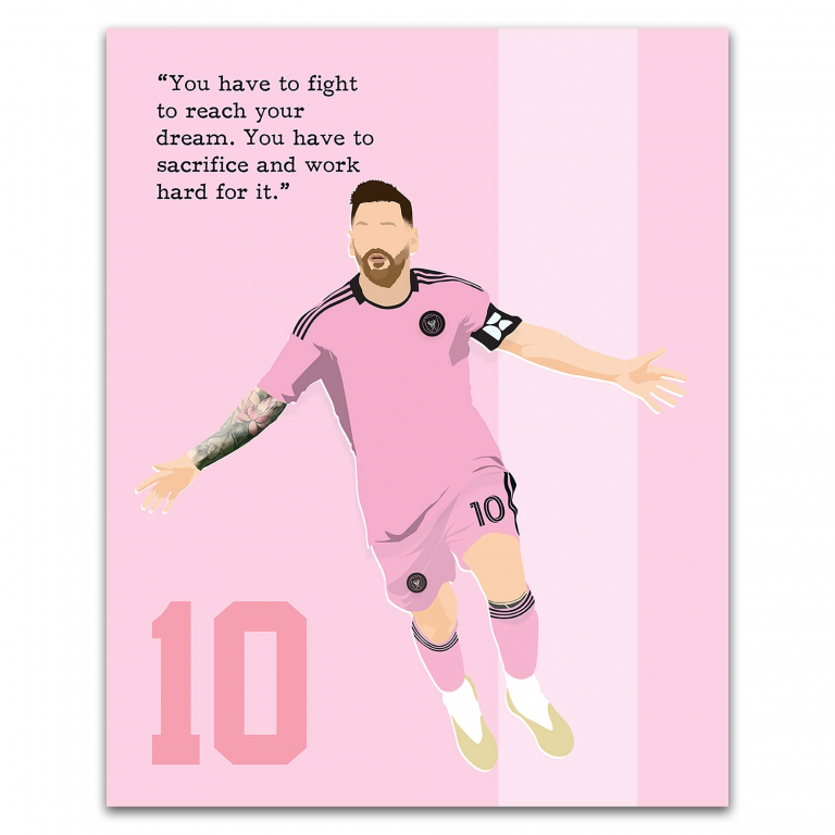 Messi Soccer Superstar Motivational Unframed 16x20in Laminated Hand-drawn Wall Art (1)