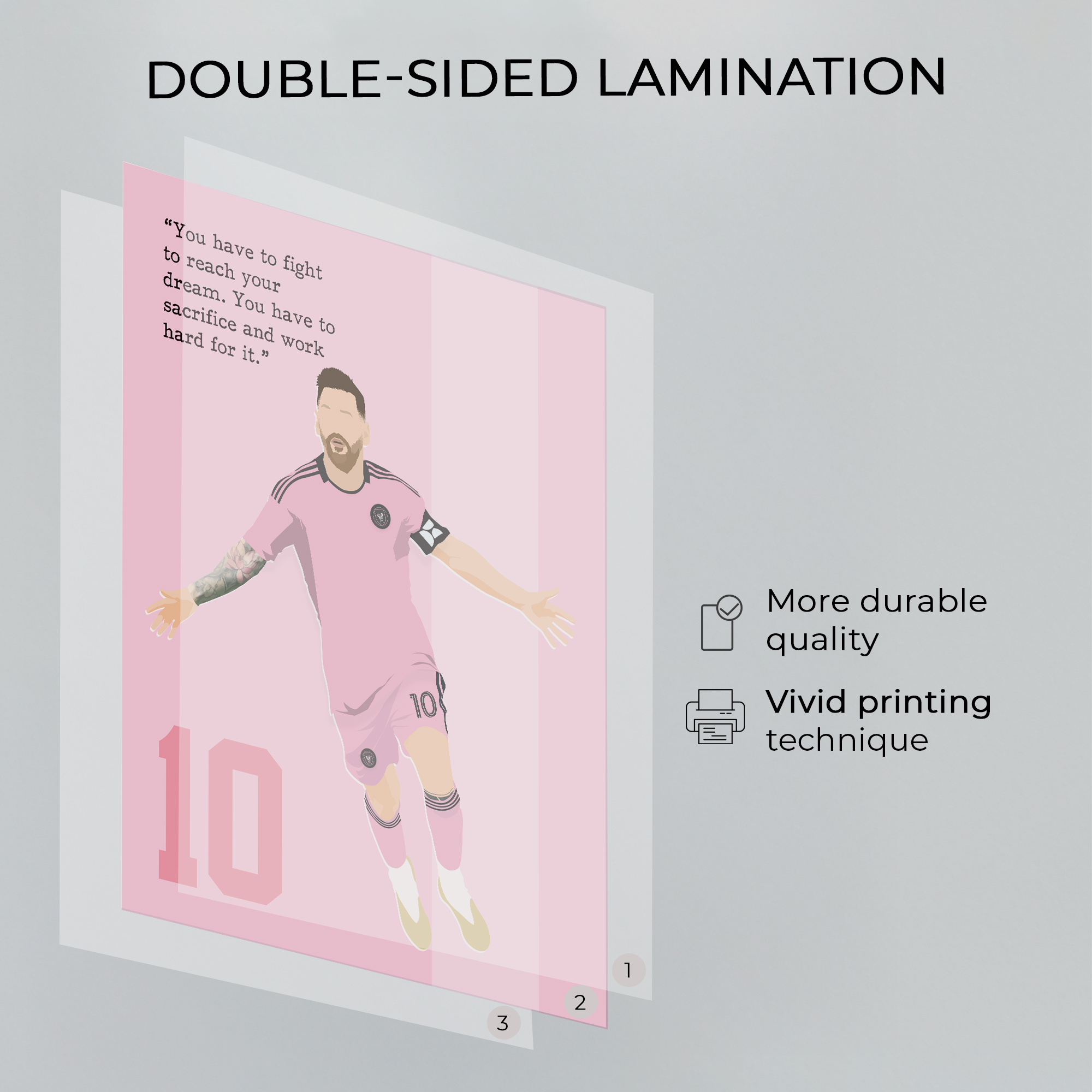 Messi Soccer Superstar Motivational Unframed 16x20in Laminated Hand-drawn Wall Art - Image 3