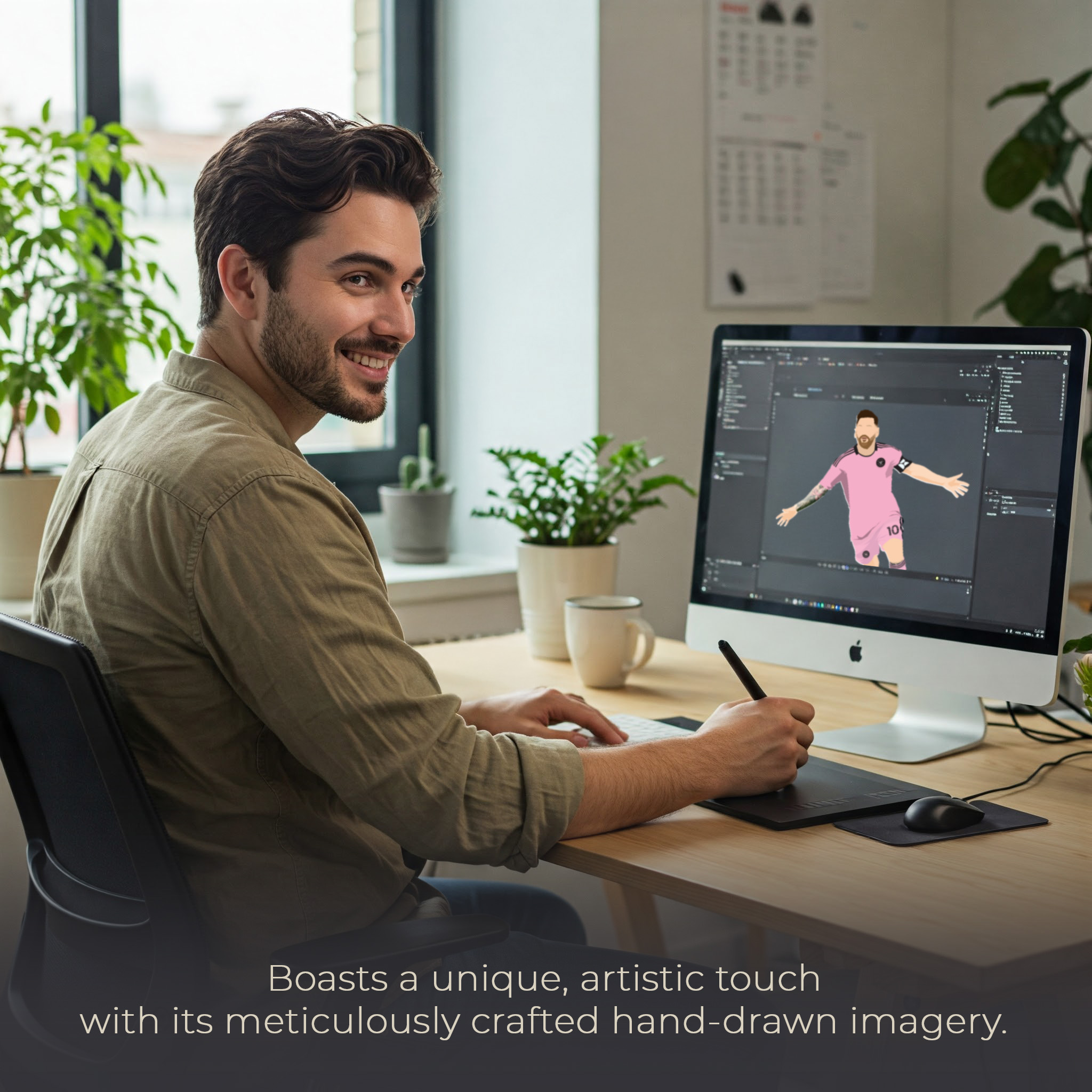 Messi Soccer Superstar Motivational Unframed 16x20in Laminated Hand-drawn Wall Art - Image 4