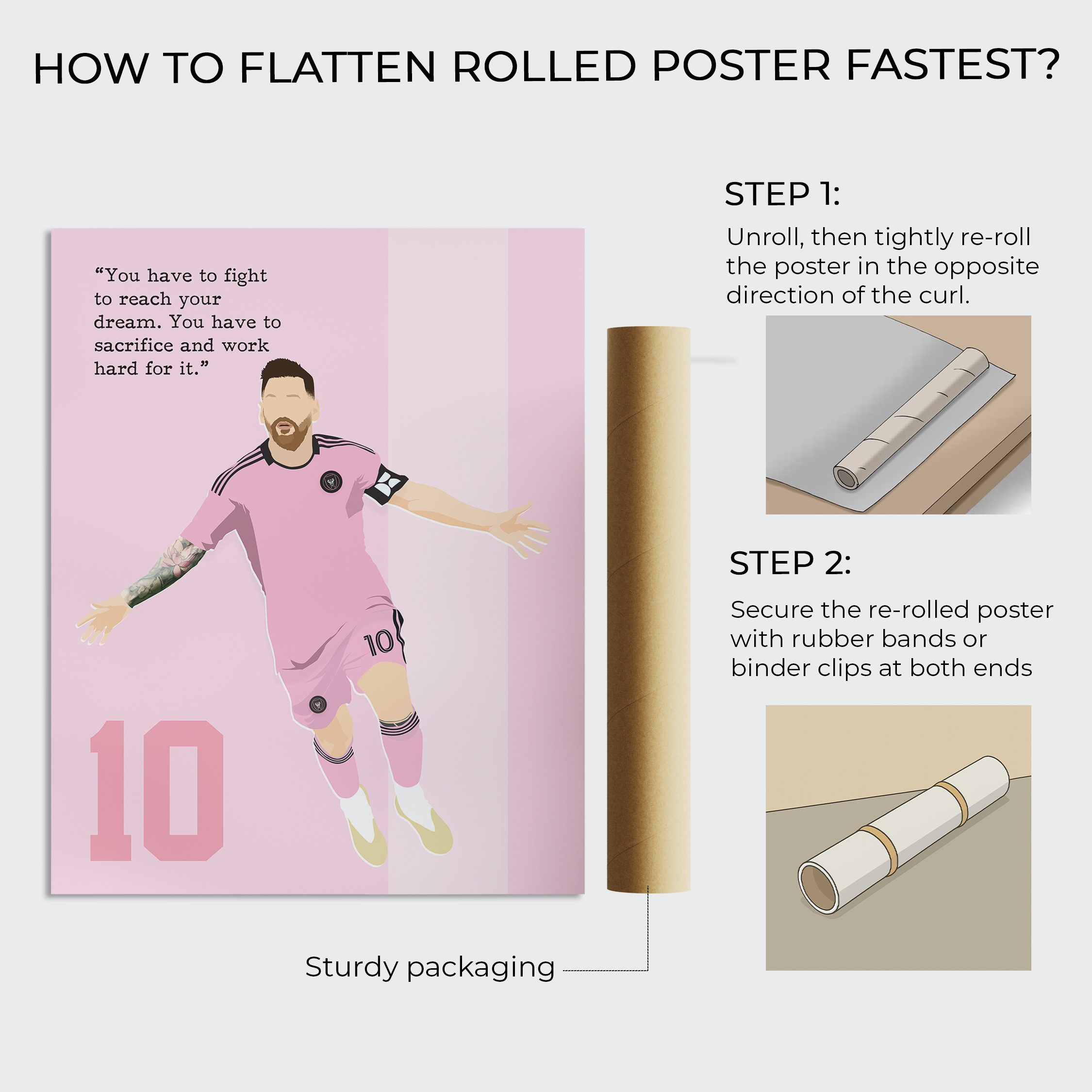 Messi Soccer Superstar Motivational Unframed 16x20in Laminated Hand-drawn Wall Art - Image 7