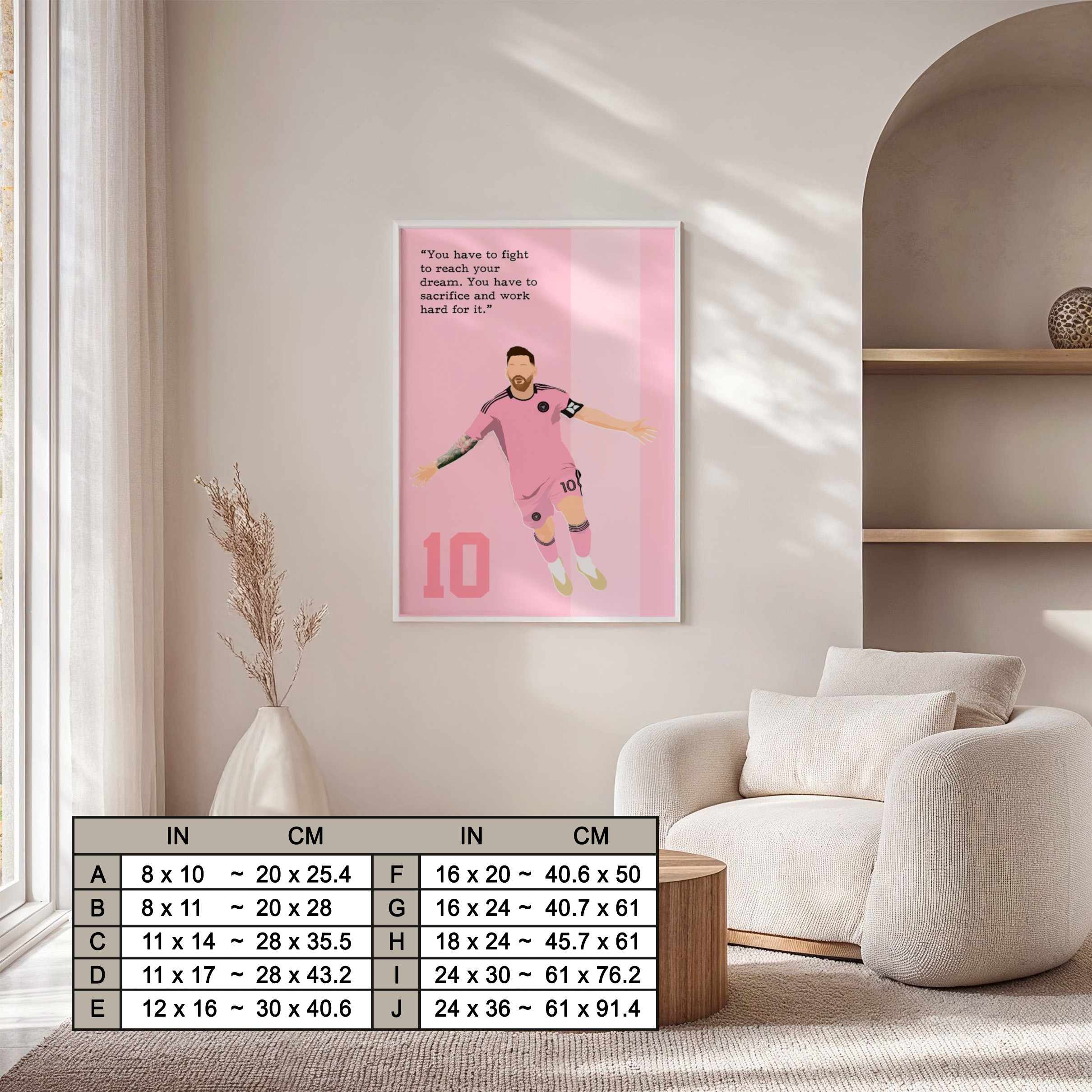 Messi Soccer Superstar Motivational Quote Wall Art - Image 7