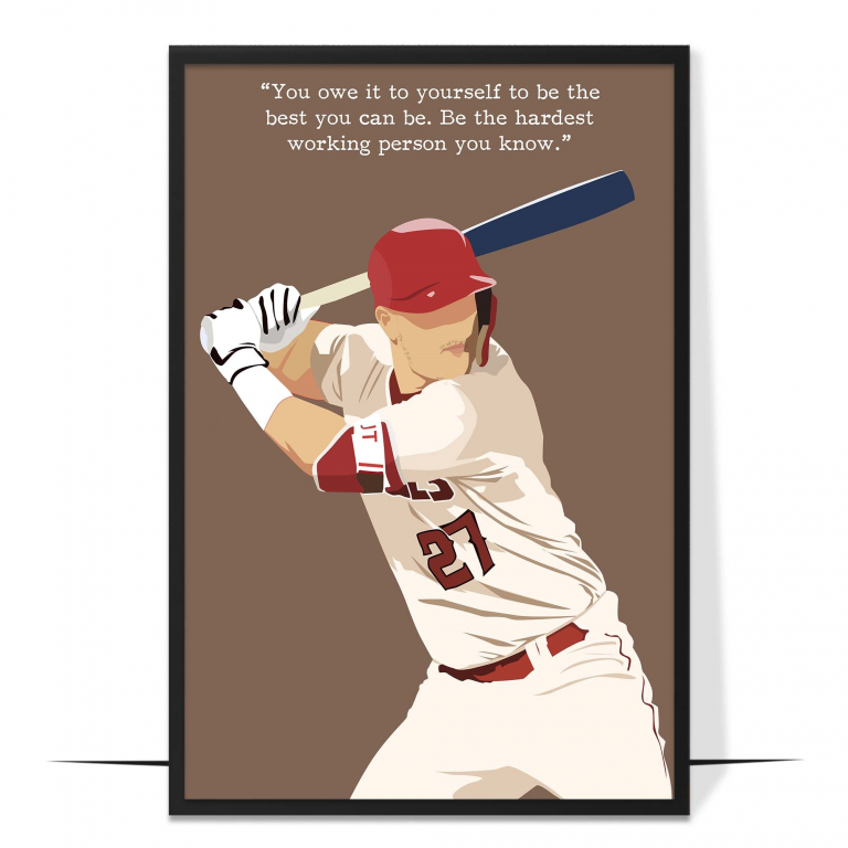 Mike Trout Hand-drawn Baseball Wall Art