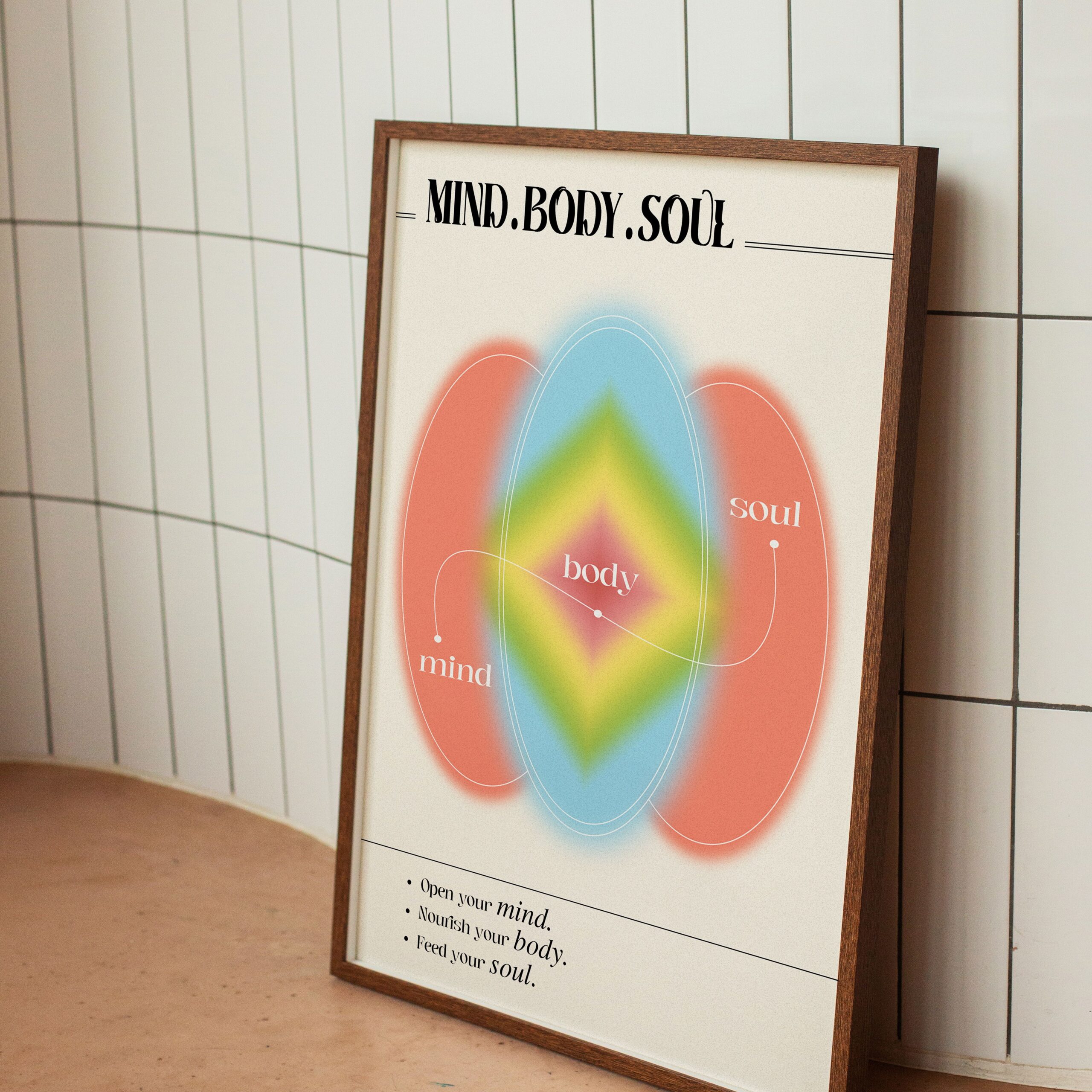 Mind Body Soul Pink Mental Health Aura Wall Art - Image 2