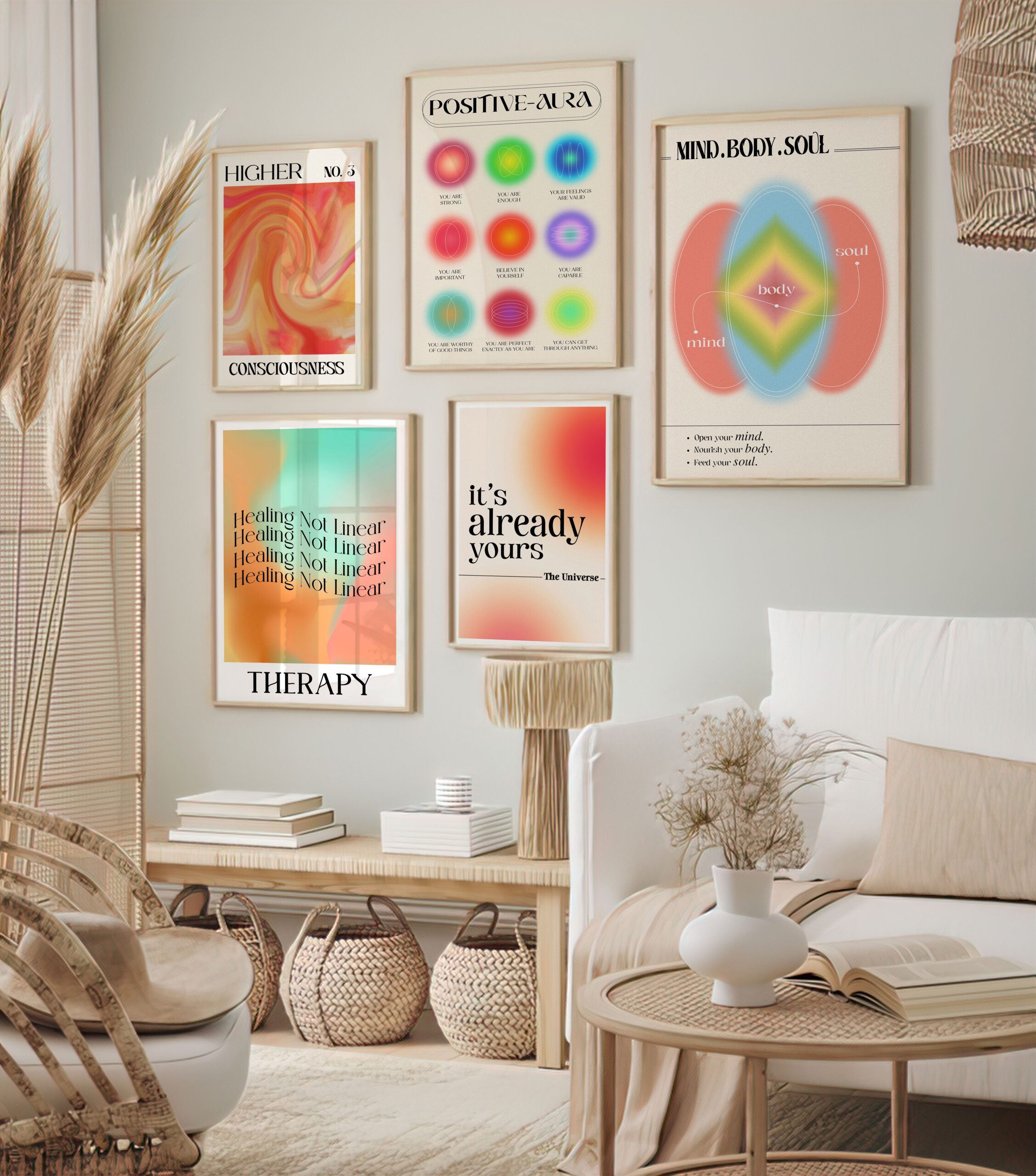 Mind Body Soul Pink Mental Health Aura Wall Art - Image 6