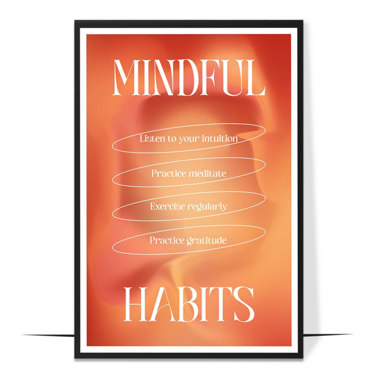 Mindful Habits hand-drawn aura print — A soft pink aura gradient with a hand-lettered