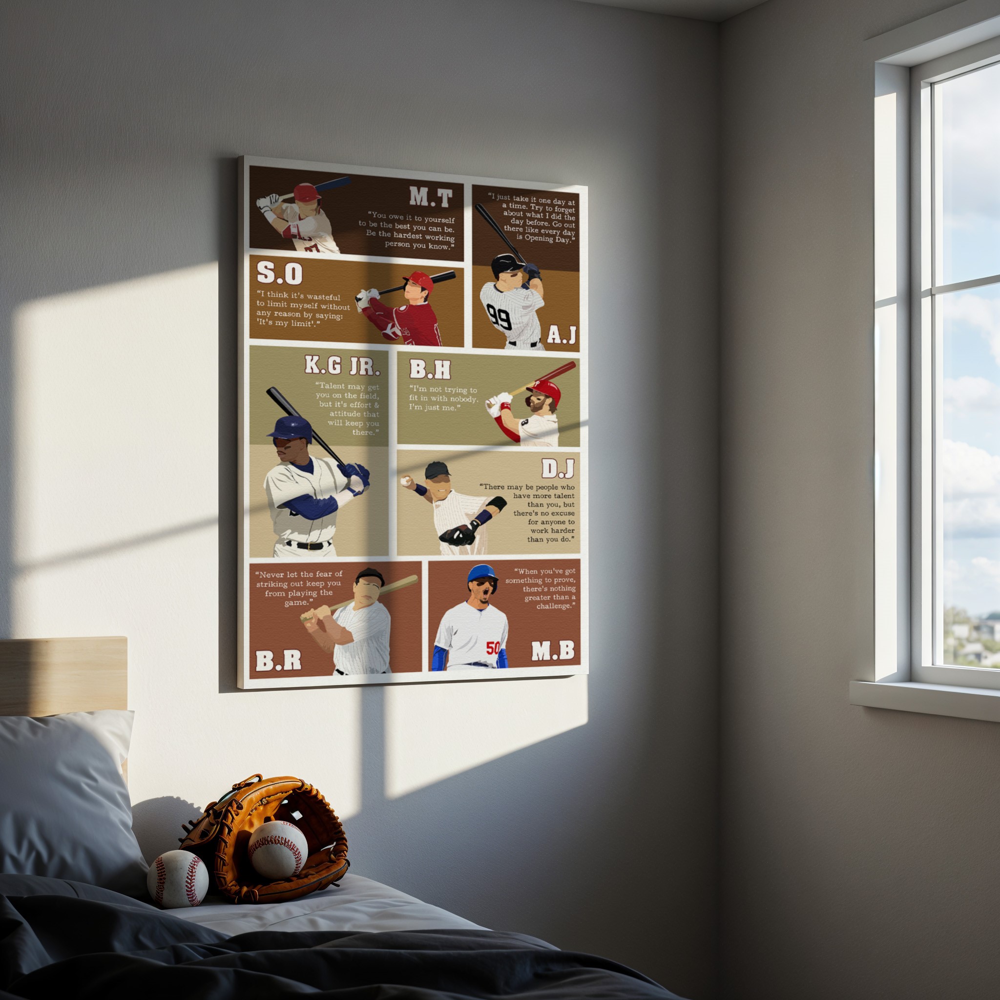 Motivational Baseball Superstars Quotes Hand-drawn Wall Art - Image 3