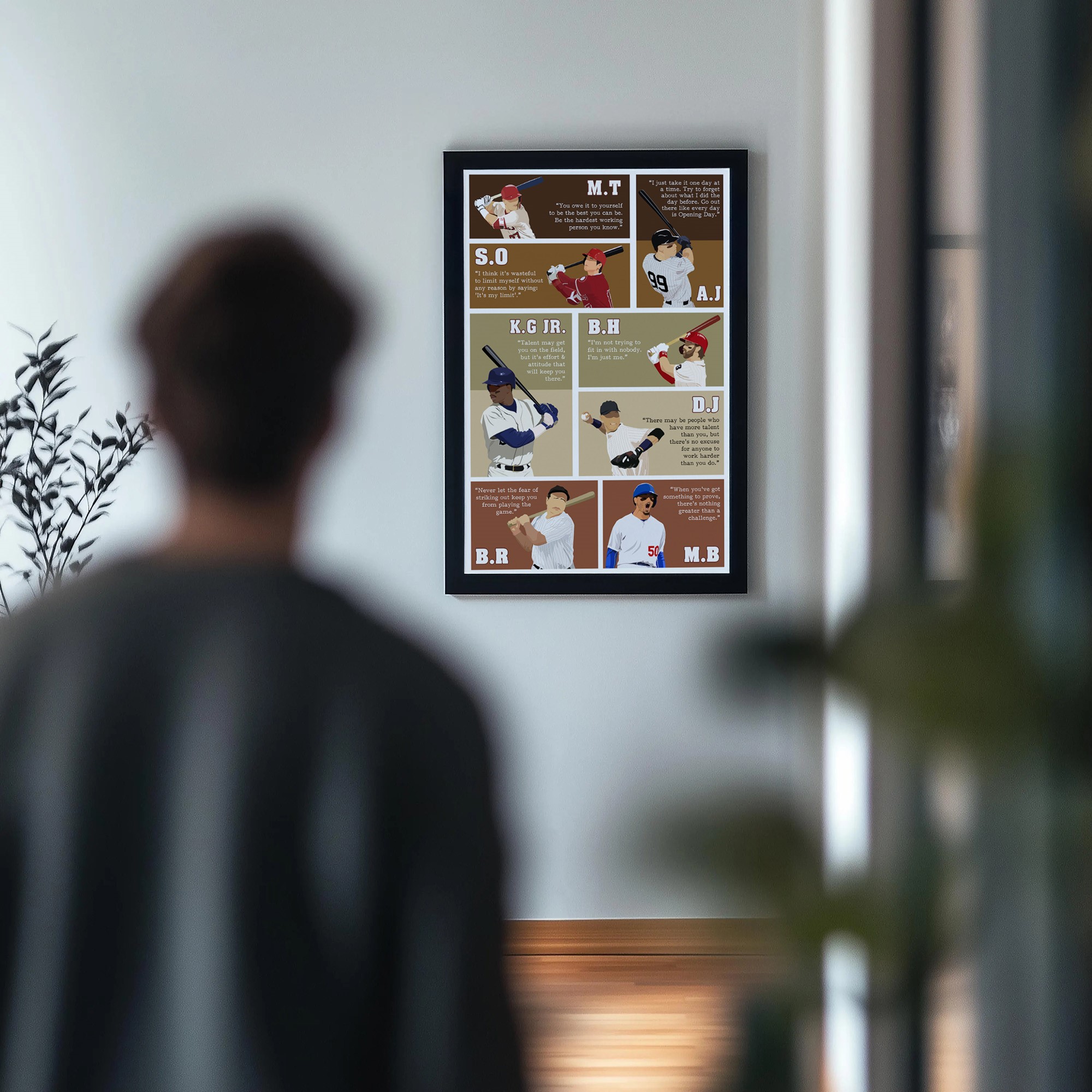 Motivational Baseball Superstars Quotes Hand-drawn Wall Art - Image 4