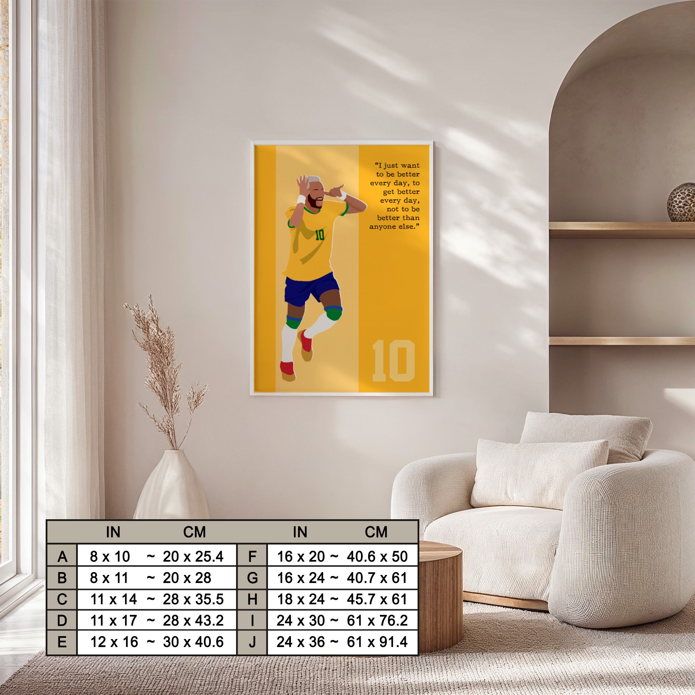 Neymar Jr Soccer Superstar Motivational Quote Wall Art - Image 7