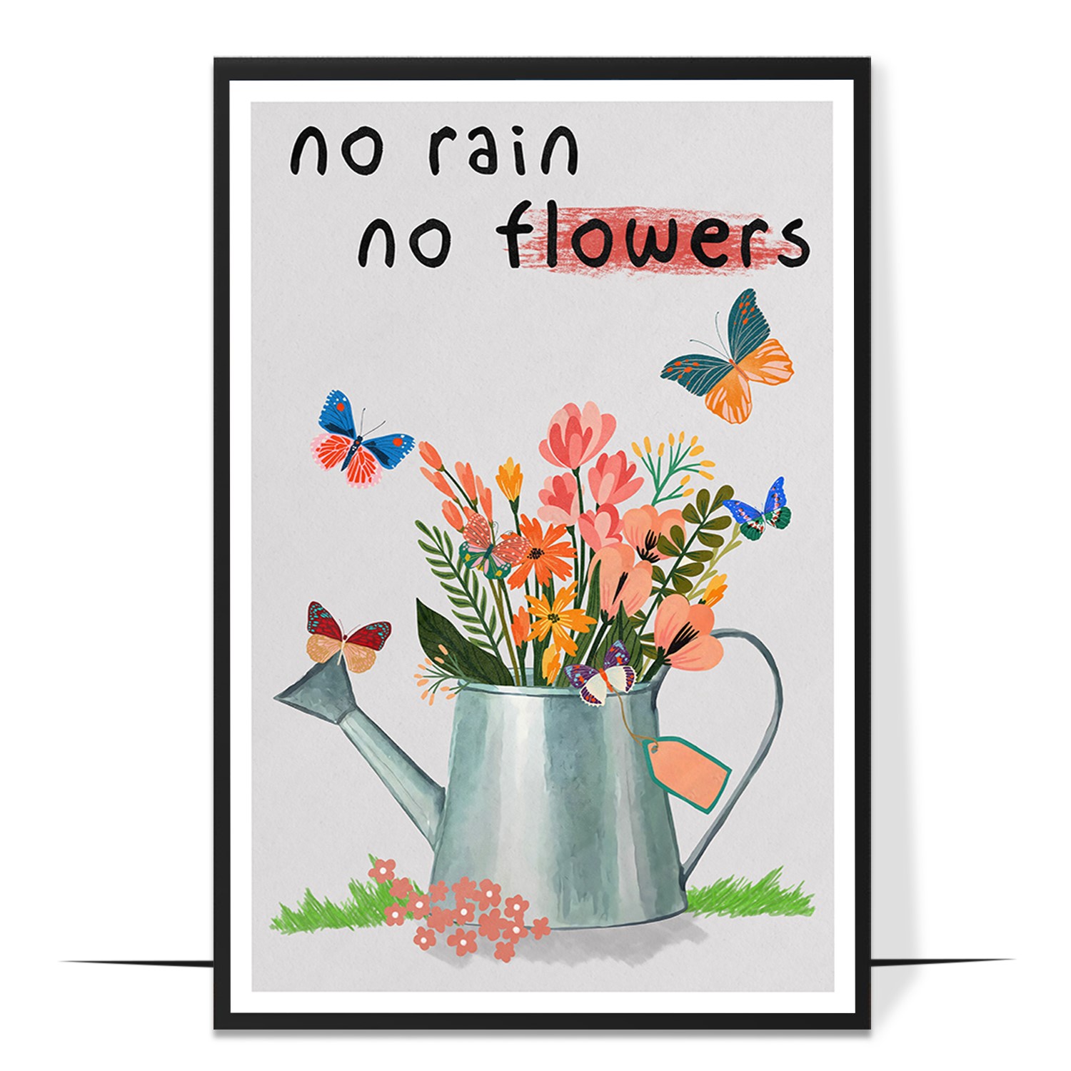 No Rain No Flowers Colorful Wall Art