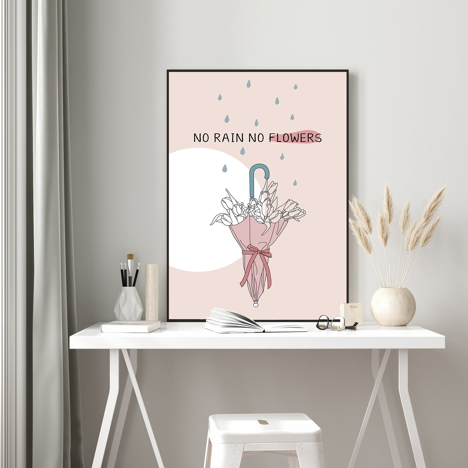 No Rain No Flowers Mental Health Abstract Wall Art - Image 2