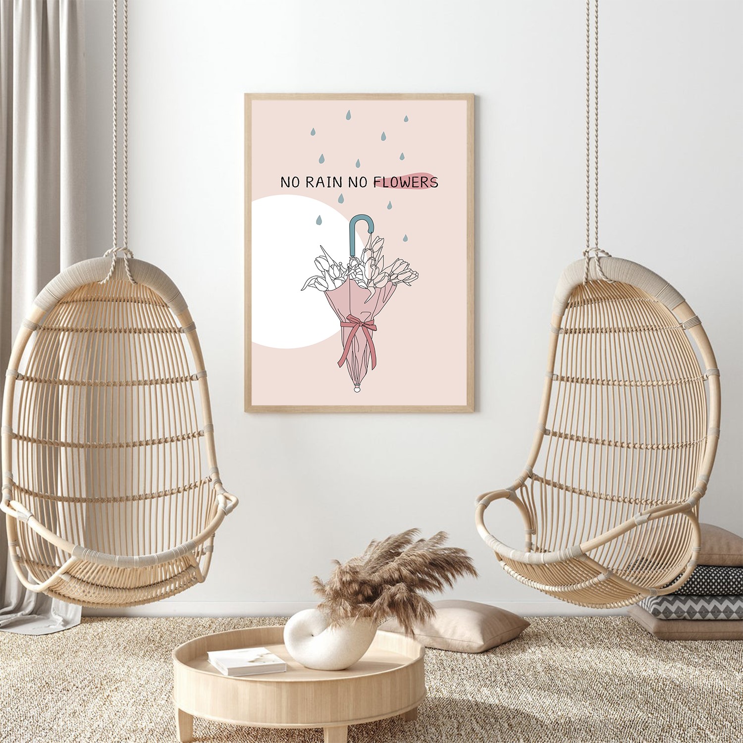 No Rain No Flowers Mental Health Abstract Wall Art - Image 4