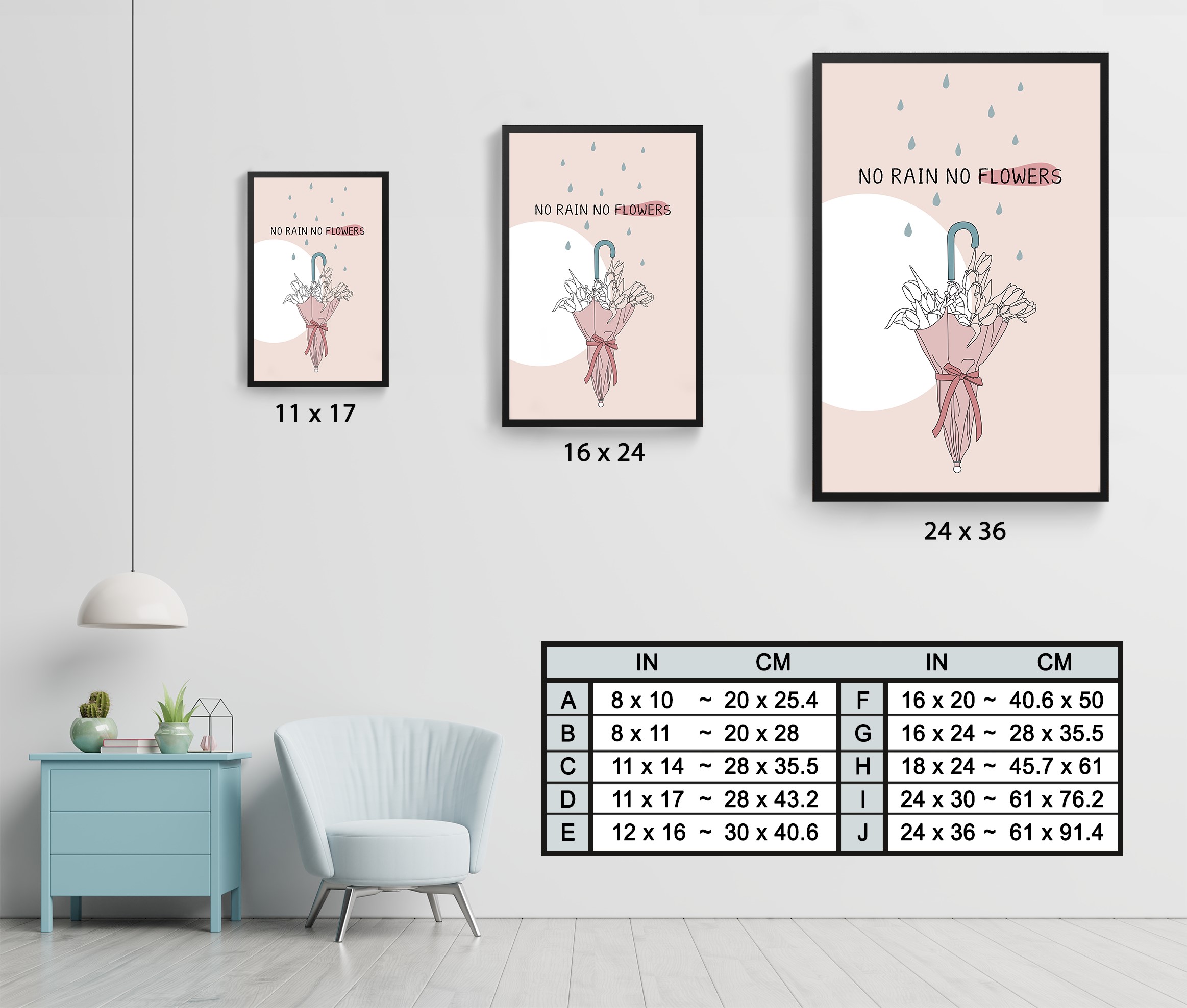 No Rain No Flowers Mental Health Abstract Wall Art - Image 7