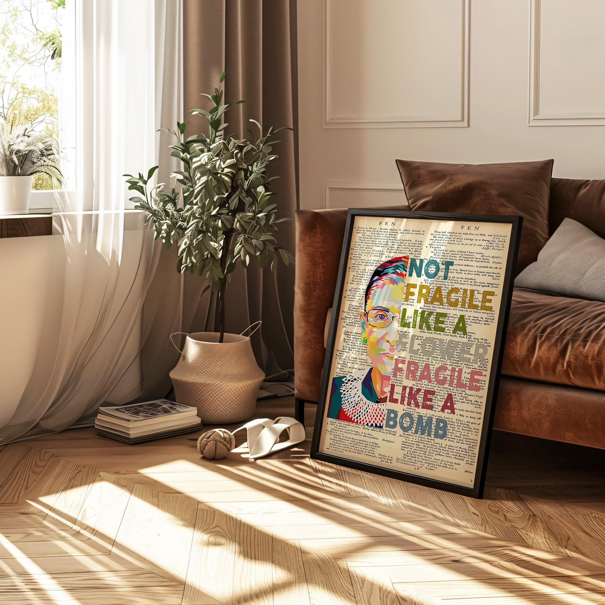 Not Fragile Like a Flower RBG Inspirational Quote Wall Art - Image 4