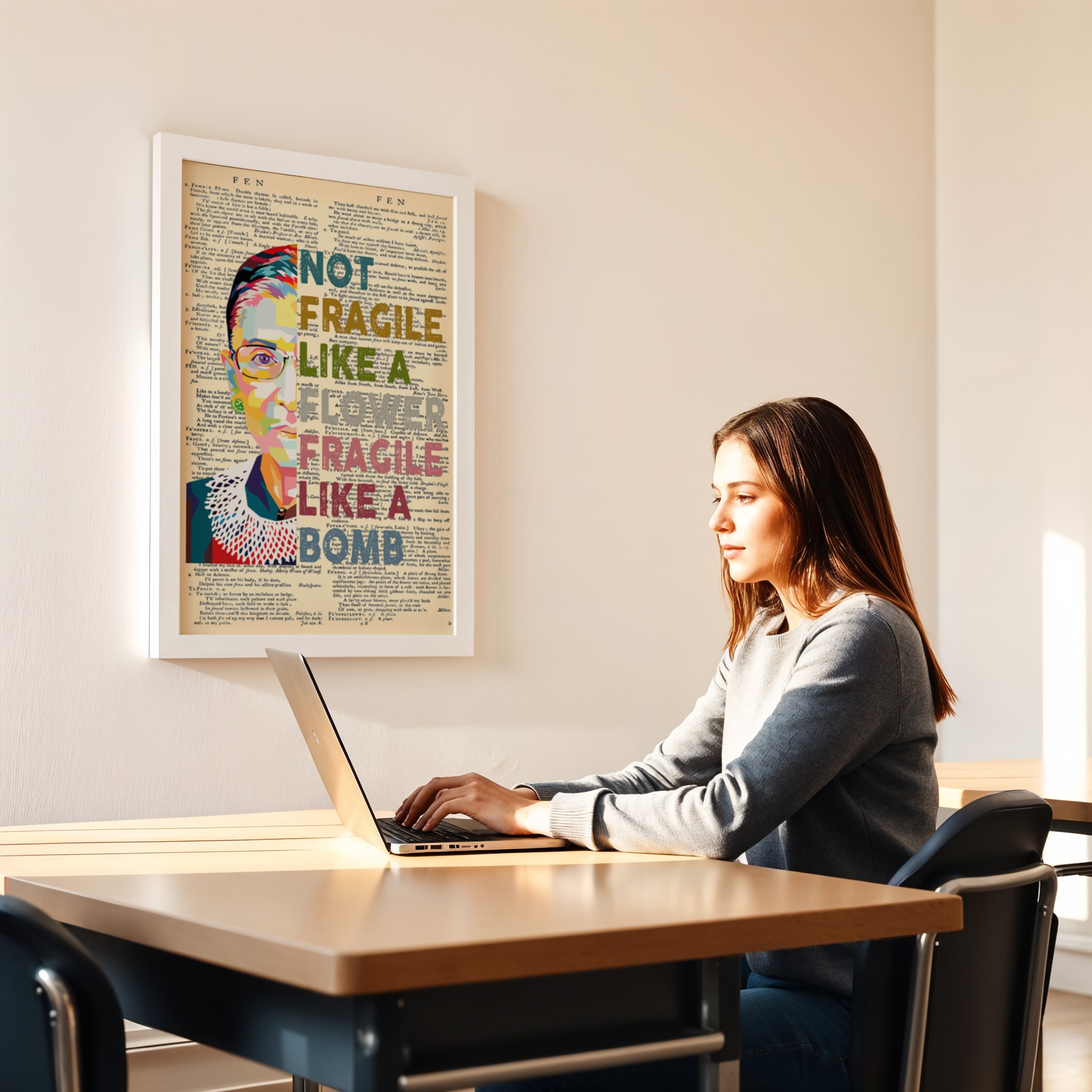 Not Fragile Like a Flower RBG Inspirational Quote Wall Art - Image 5