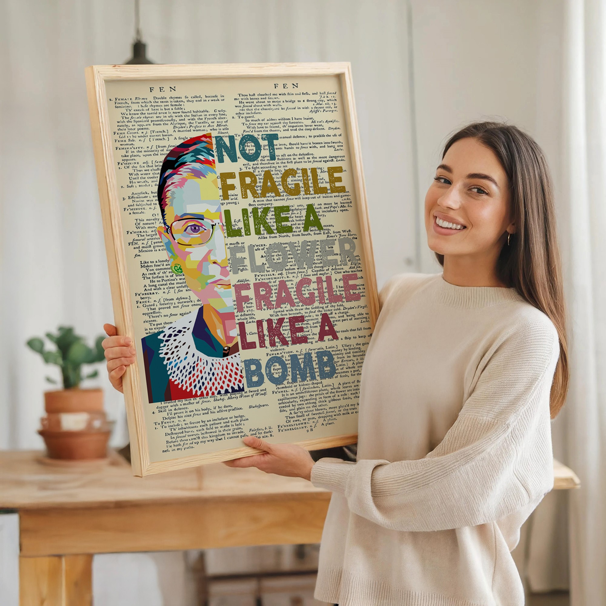 Not Fragile Like a Flower RBG Inspirational Quote Wall Art - Image 7