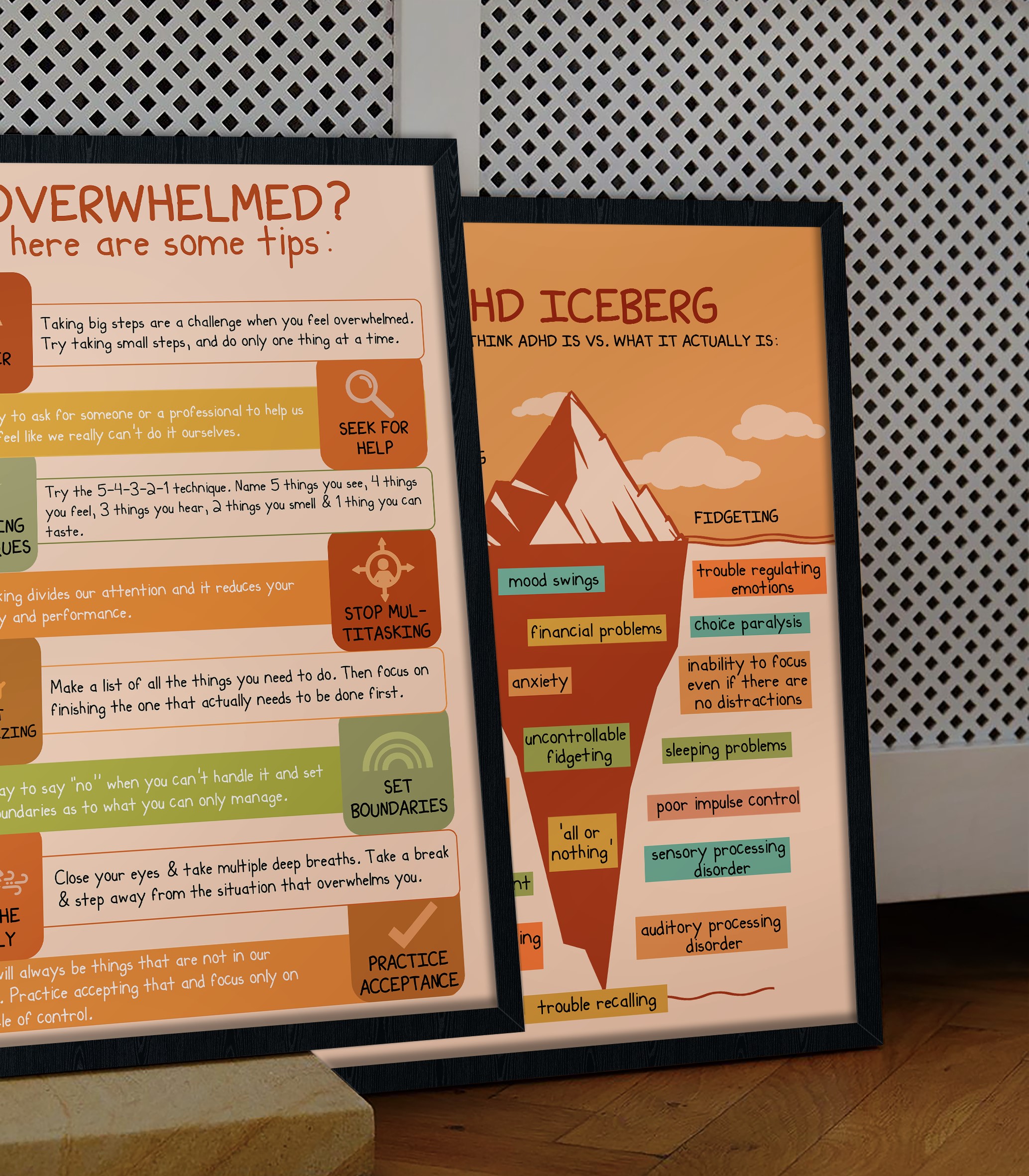 Overwhelmed Tips Boho Mental Health Printable - Image 3