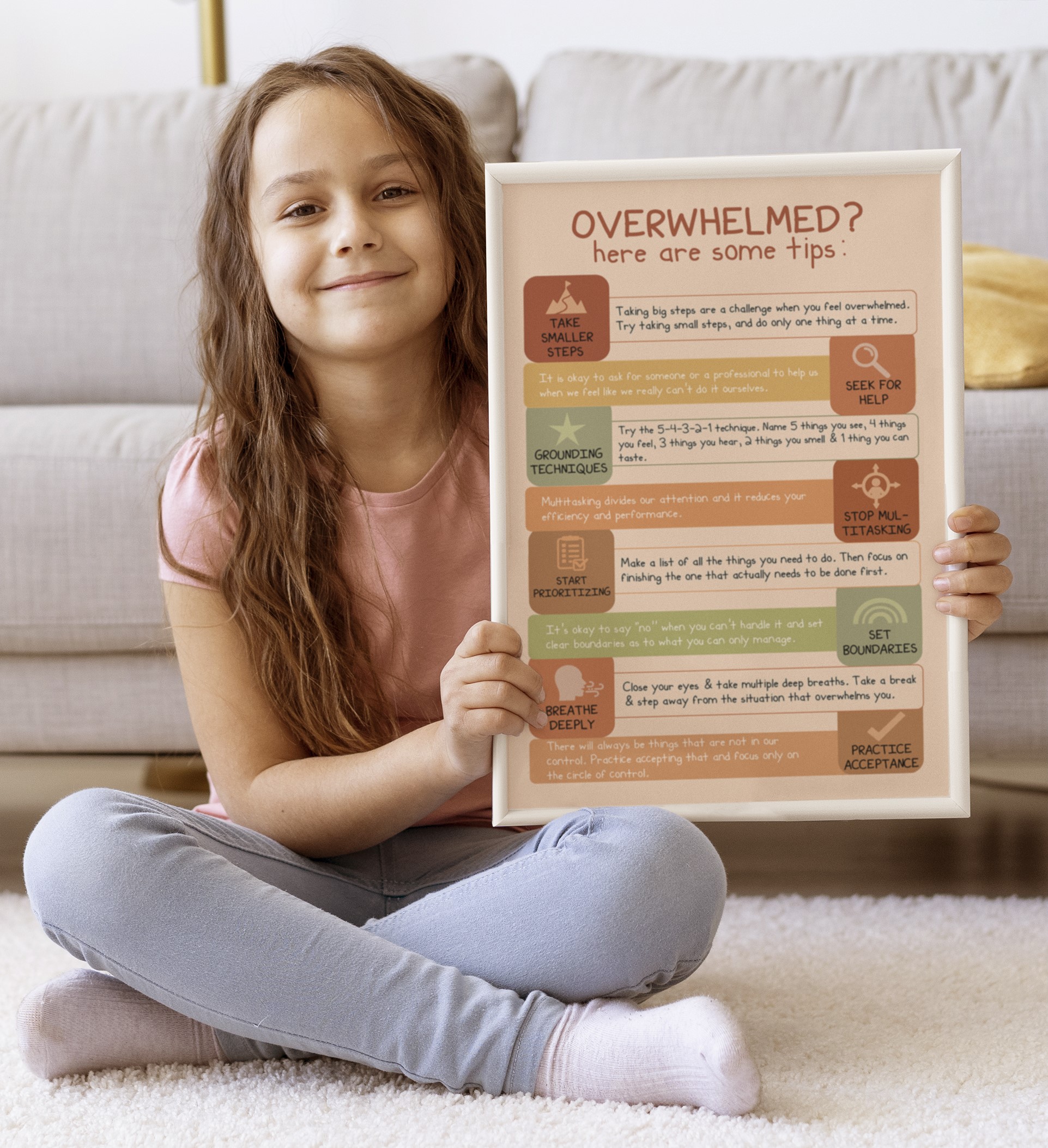 Overwhelmed Tips Boho Mental Health Printable - Image 5