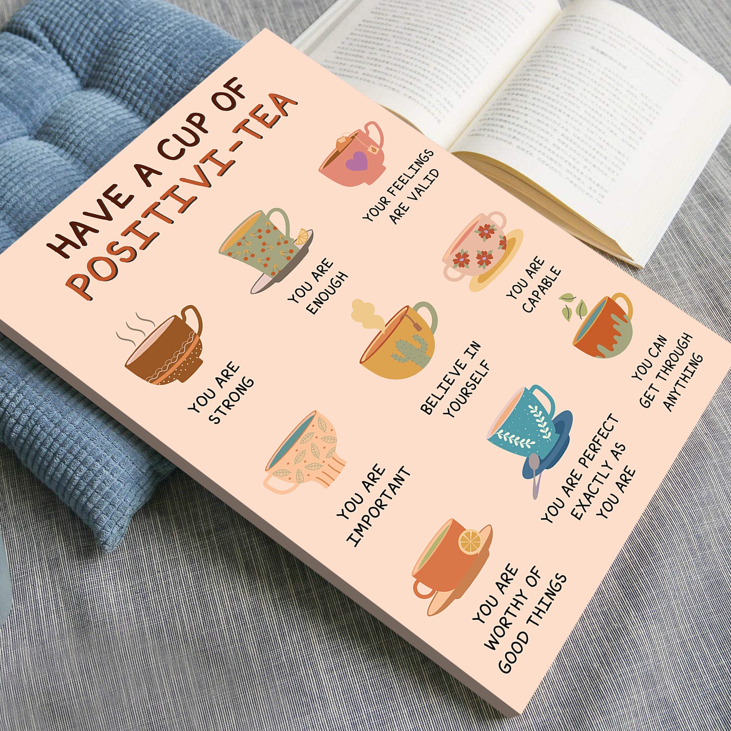 Positivitea Affirmation Boho Mental Health Wall Art - Image 4