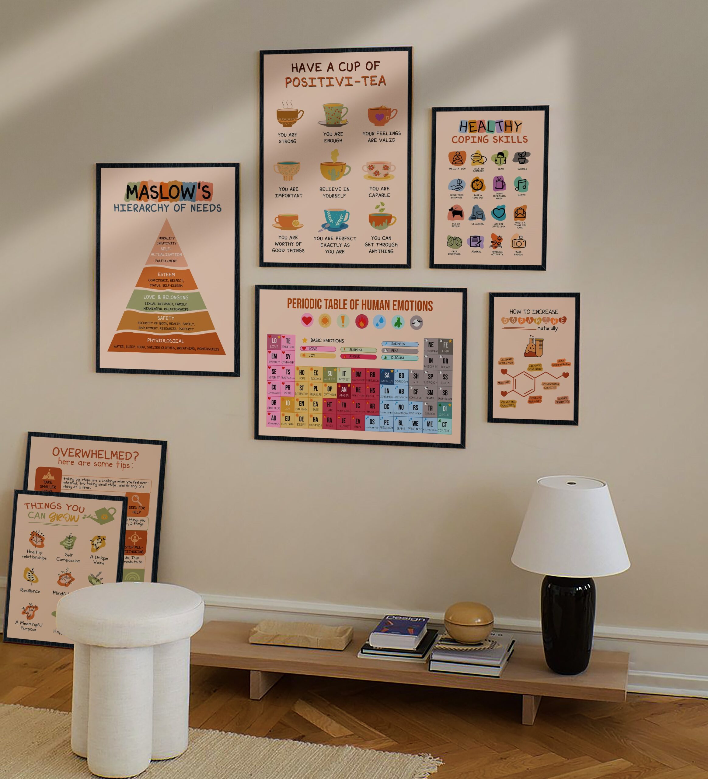 Positivitea Affirmation Boho Mental Health Wall Art - Image 6