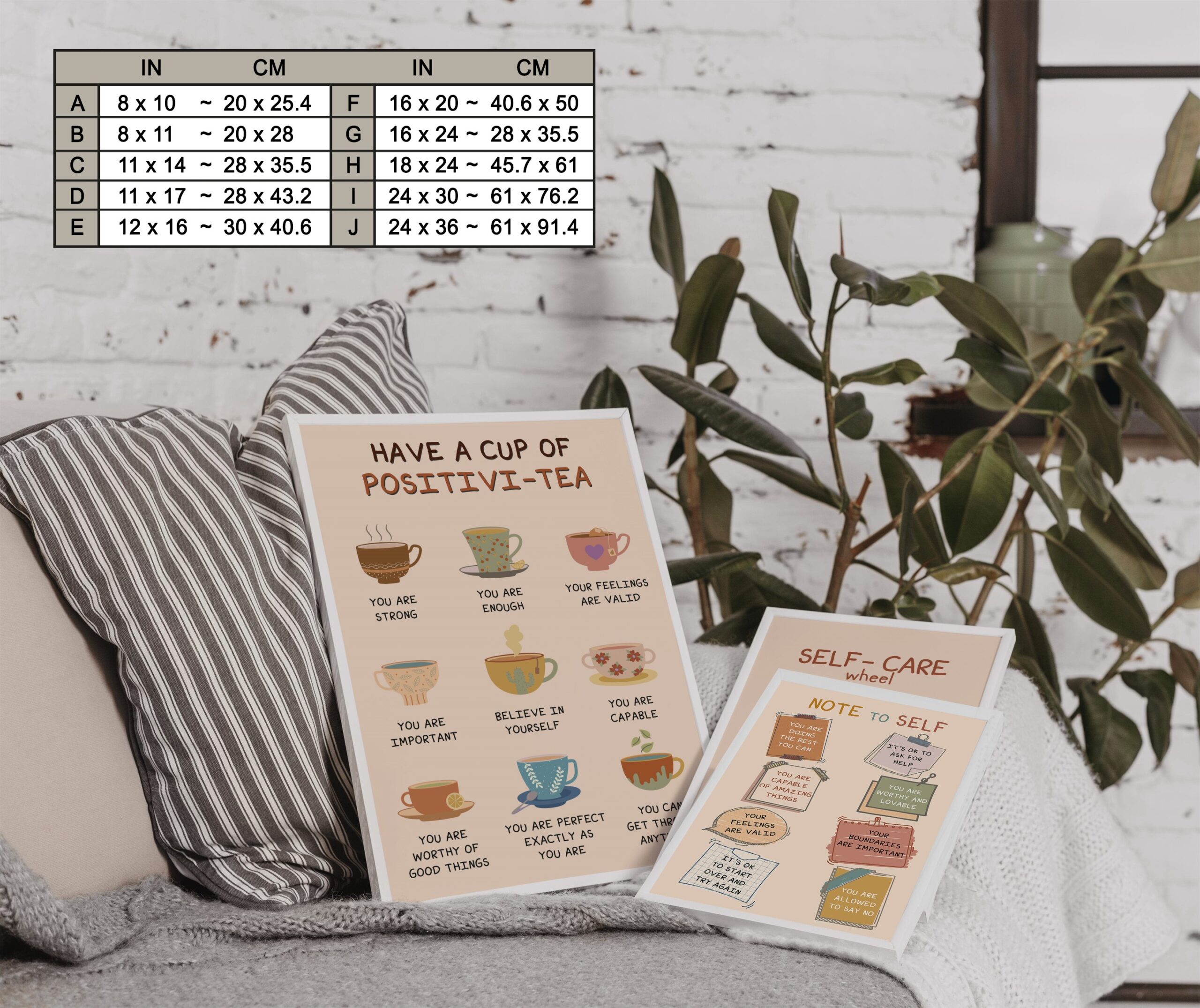 Positivitea Affirmation Boho Mental Health Wall Art - Image 7