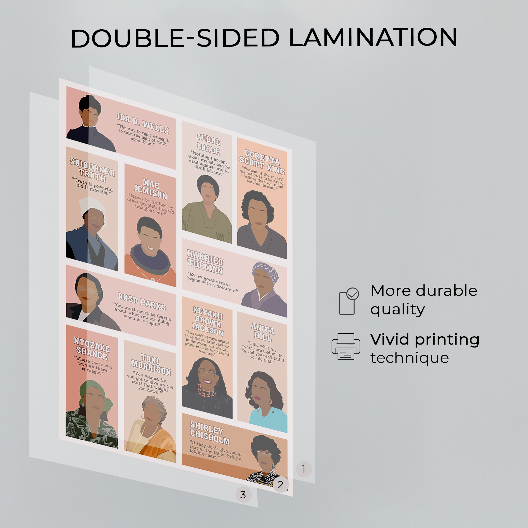 Powerful Black Women Inspirational Unframed 16x24in Laminated Hand-drawn Wall Art - Image 3