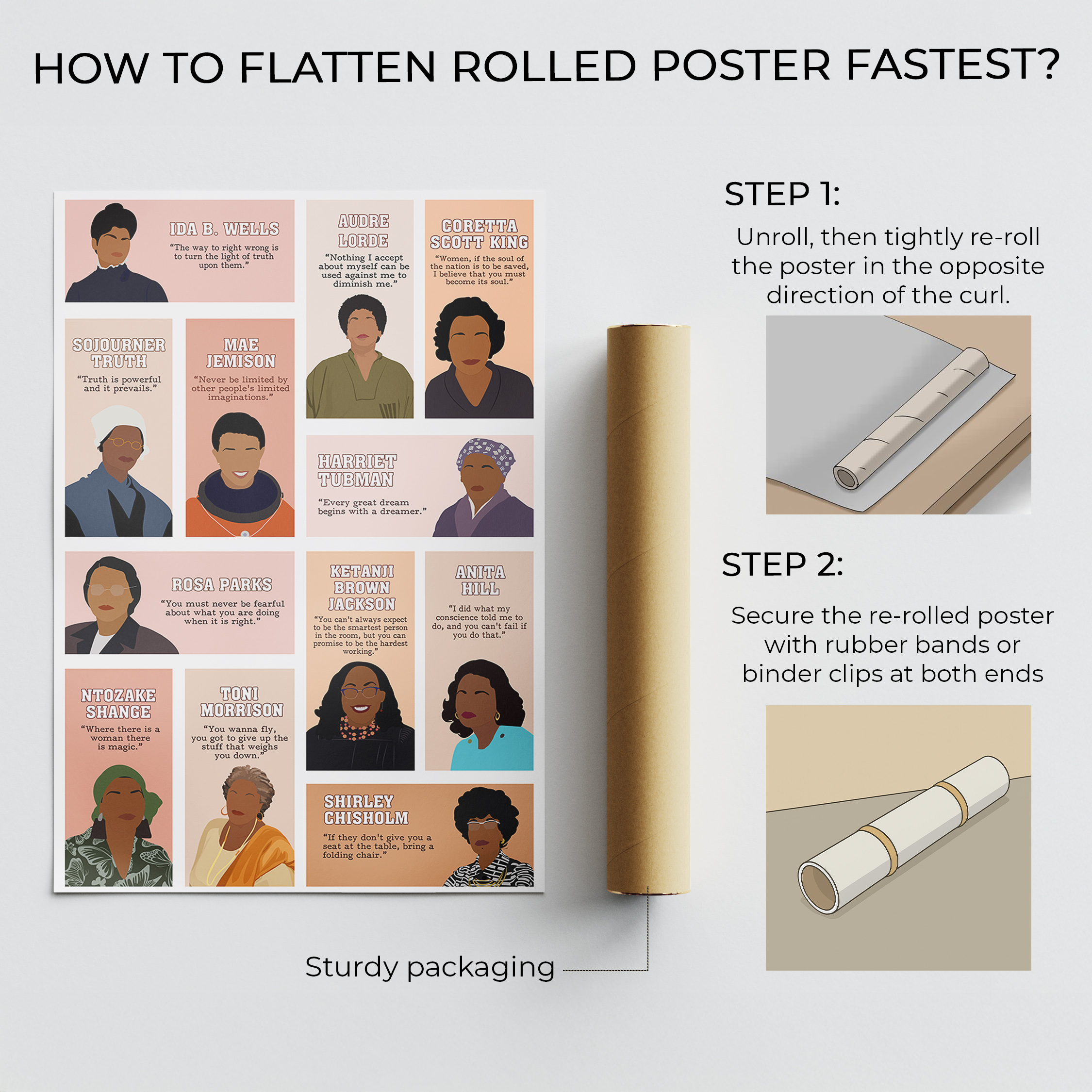 Powerful Black Women Inspirational Unframed 16x24in Laminated Hand-drawn Wall Art - Image 7