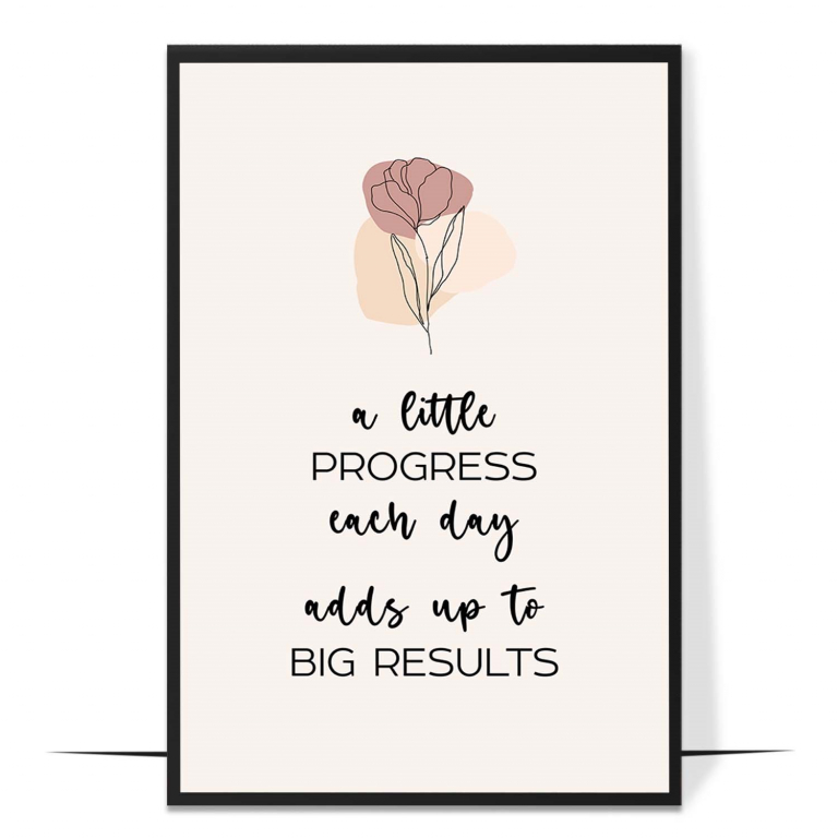 Progress Each Day hand-drawn abstract print — A calm abstract color field framing the word