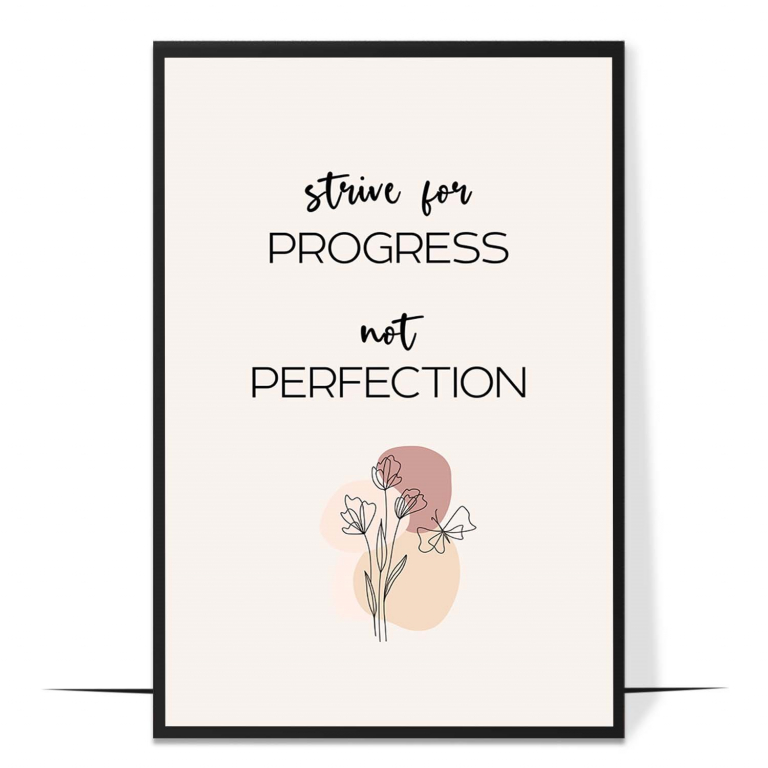 Progress Not Perfection hand-drawn abstract print — A minimal abstract gradient framing the word