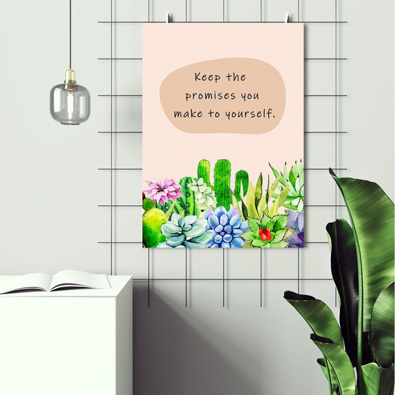Promise Yourself print framed and displayed in a classroom