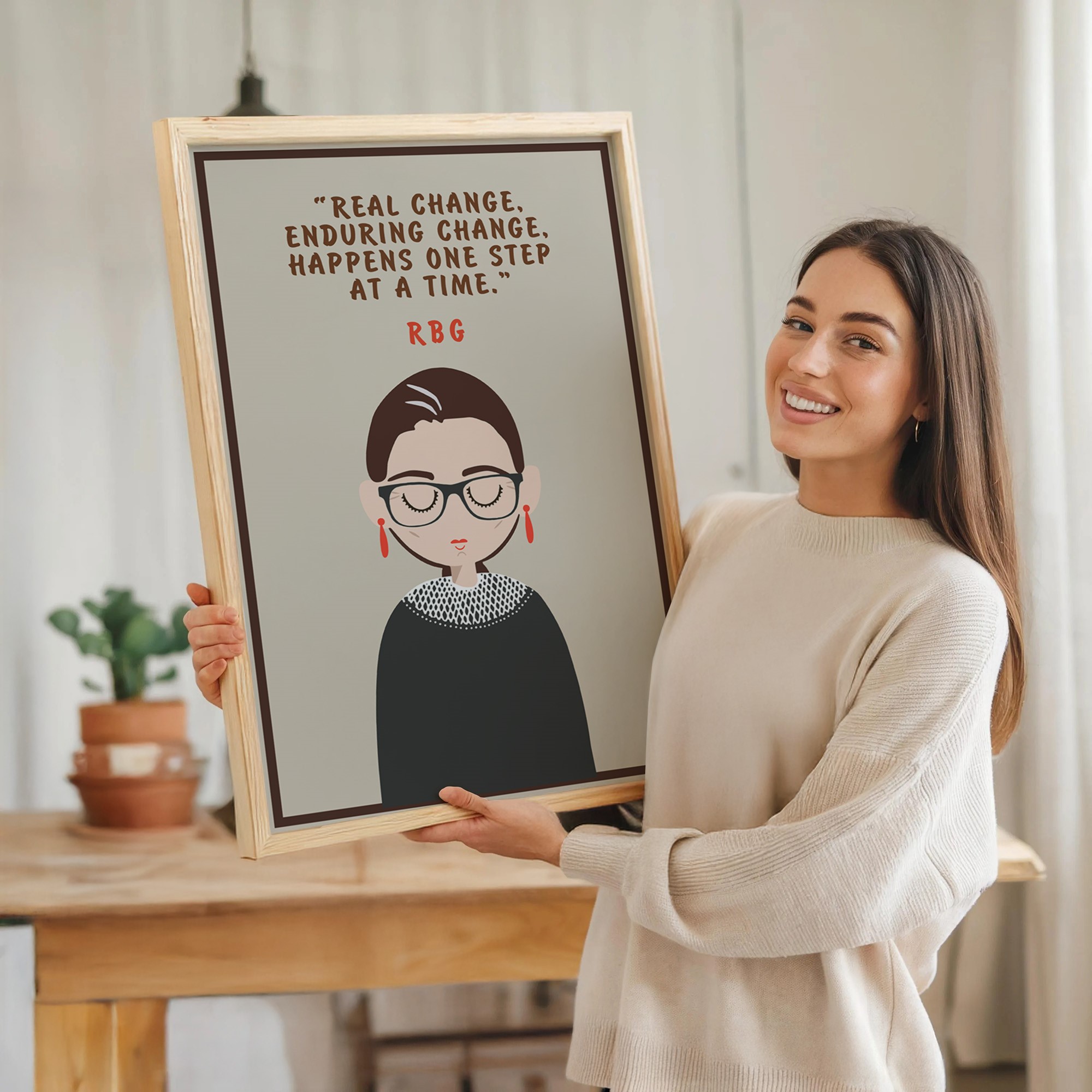 Real Change Enduring RBG Inspirational Quote Wall Art - Image 7