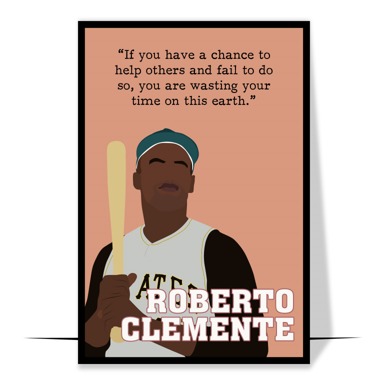 Roberto Clemente Latino Hand-drawn Wall Art