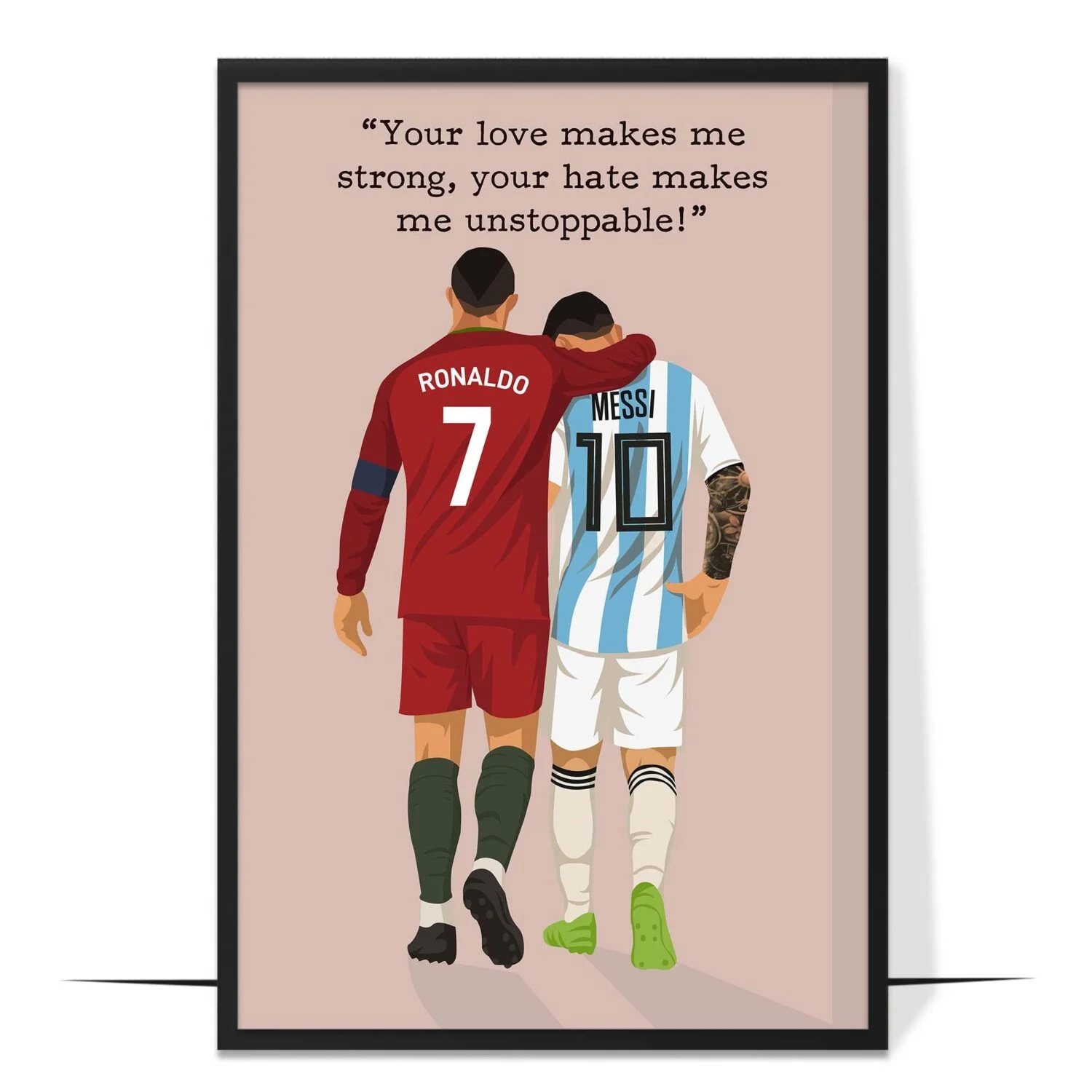 Ronaldo Messi Hand-drawn Soccer Wall Art
