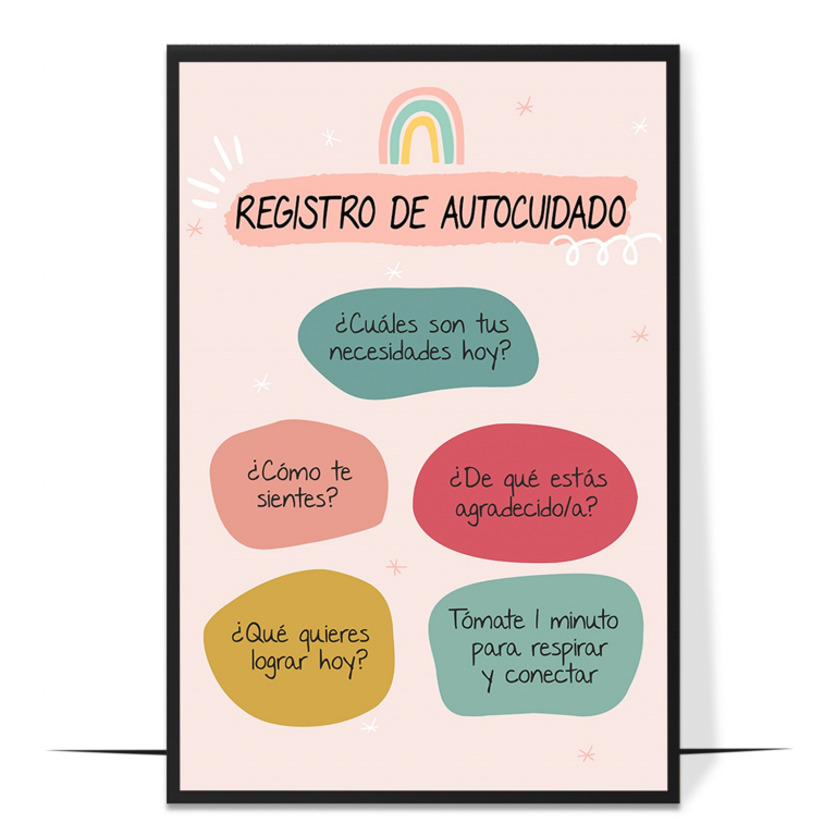 Self-care check-in poster in Spanish — A friendly set of self-care check-in prompts in Spanis