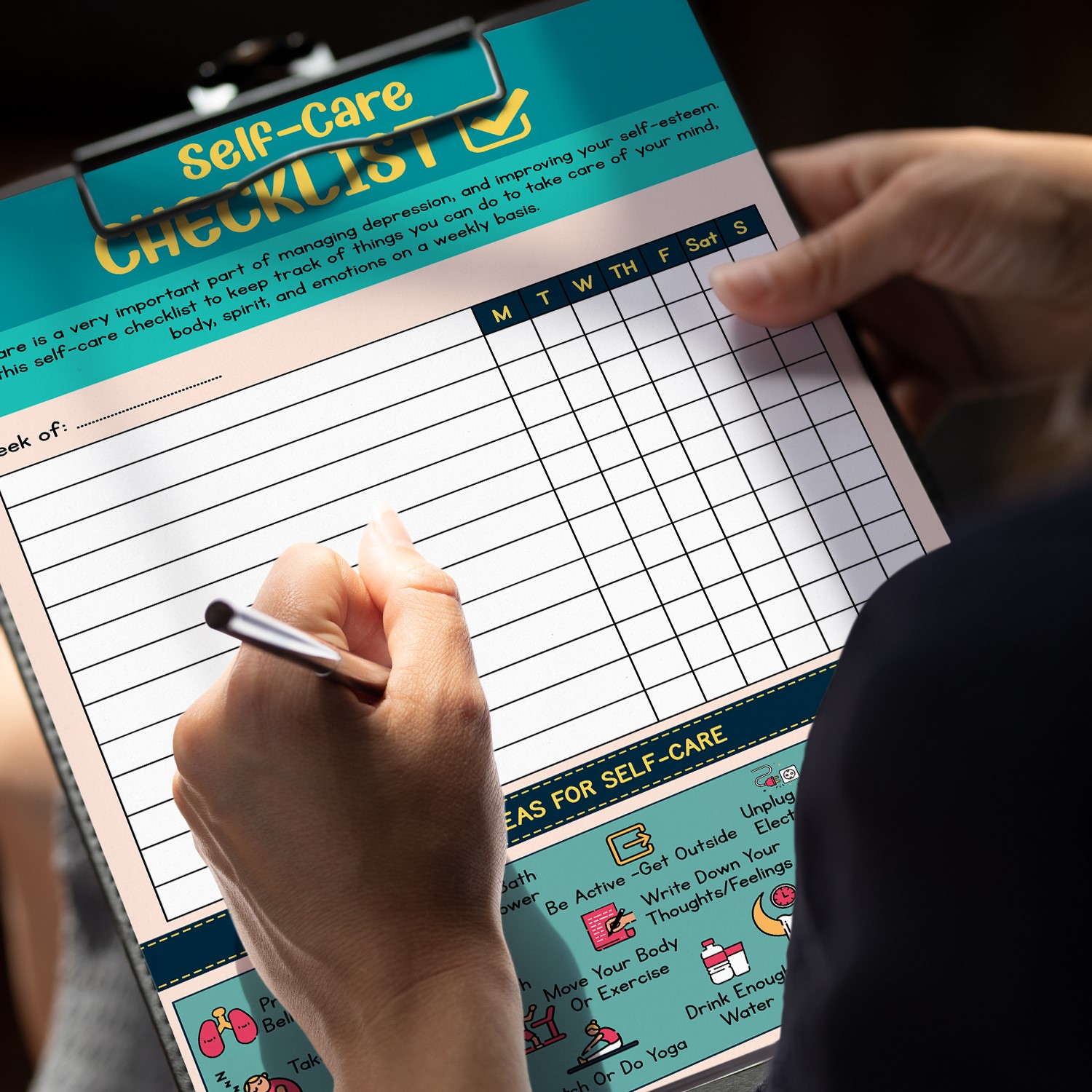 Self-Care Checklist Fillable Worksheet Printable - Image 5