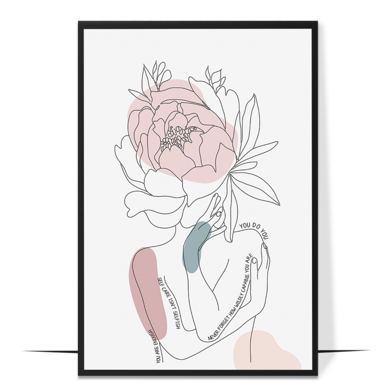 Self Care Isn't Selfish hand-drawn abstract print — A soft abstract gradient framing the words s