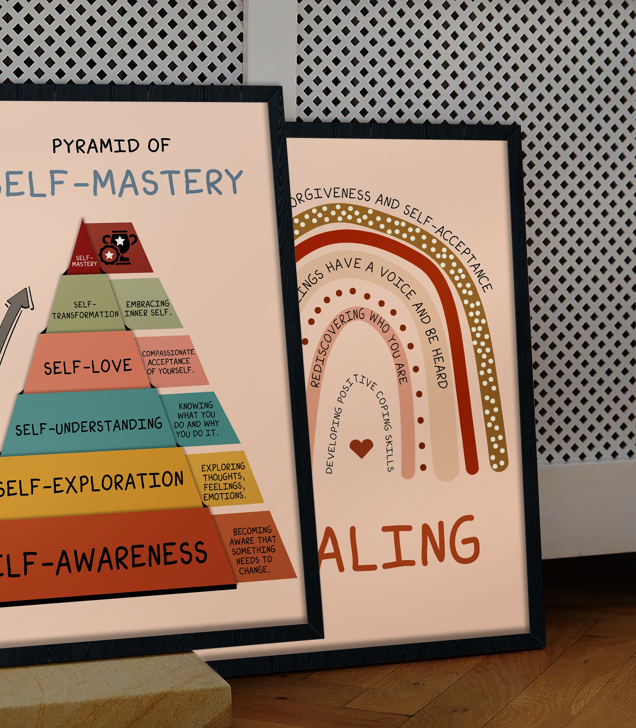Self-Mastery Pyramid Boho Mental Health Printable - Image 3