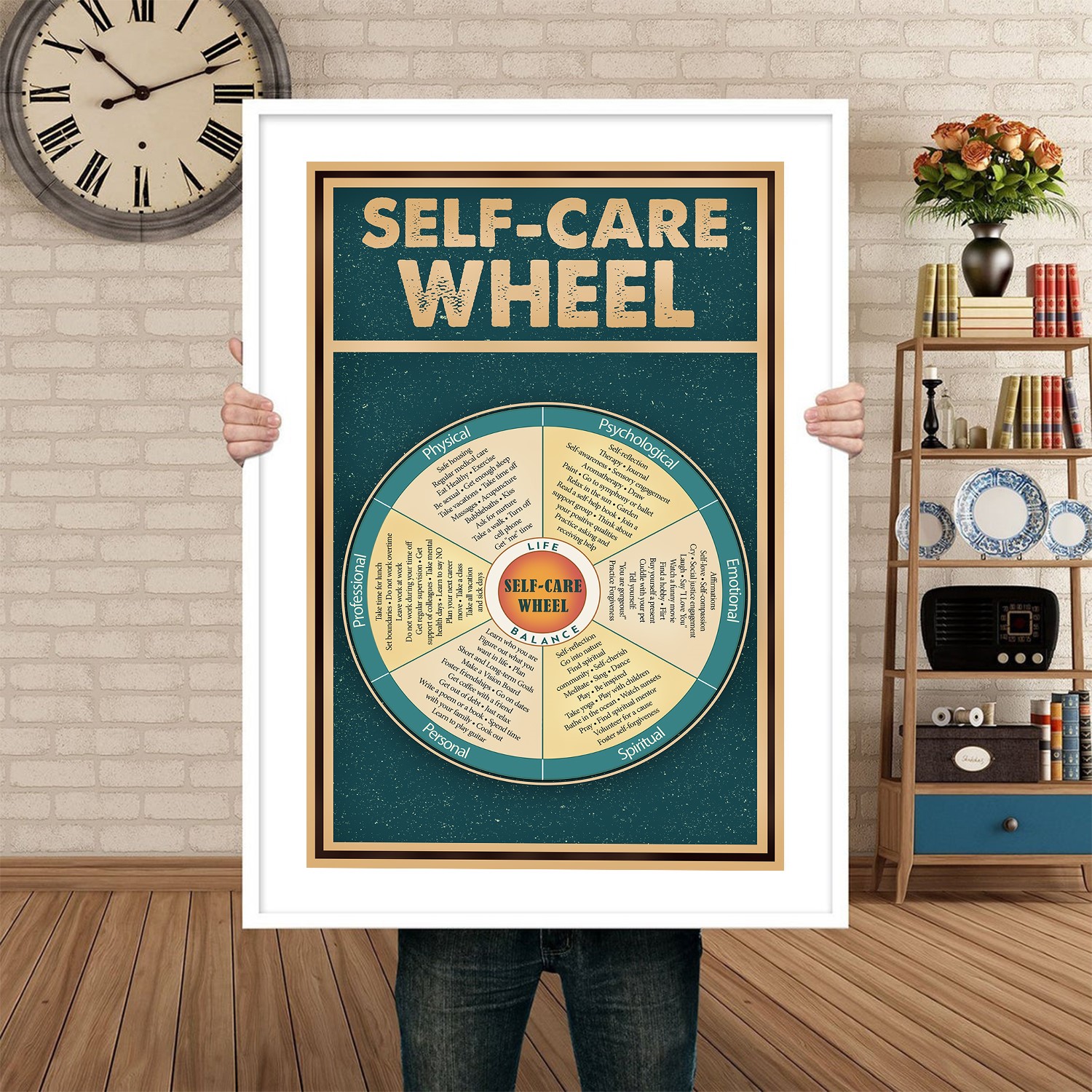 Self-care Wheel Vintage Mental Health Wall Art - Image 4