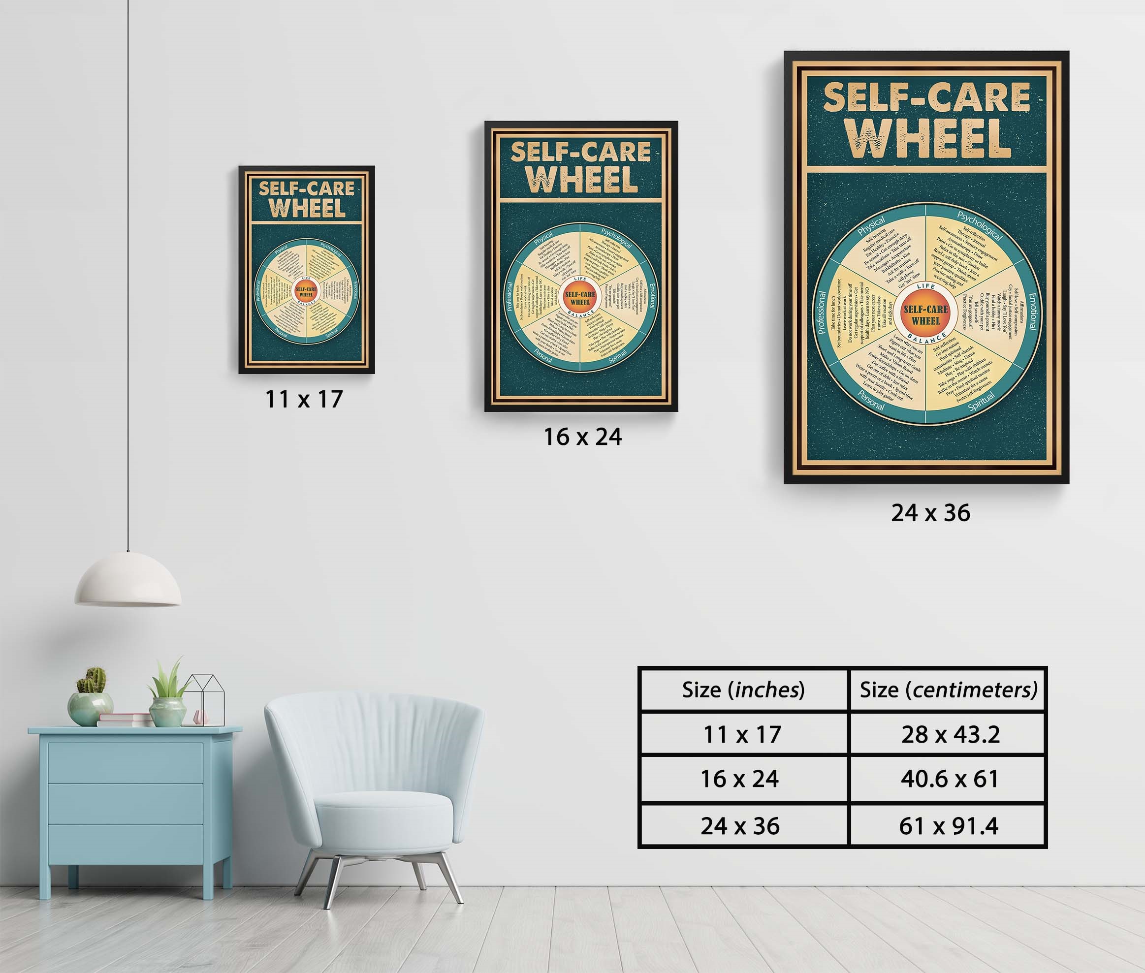 Self-care Wheel Vintage Mental Health Wall Art - Image 7