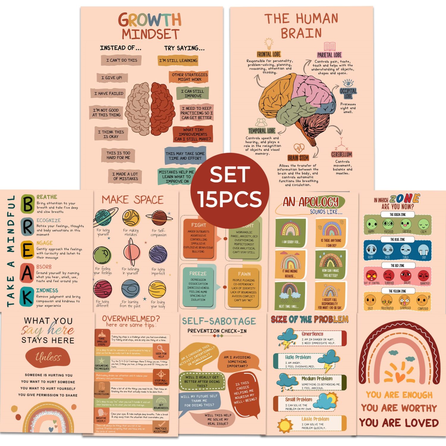 Set 15 Boho Mental Health Printable