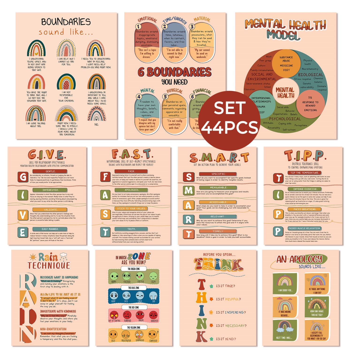 Set 44 Boho Mental Health Printable