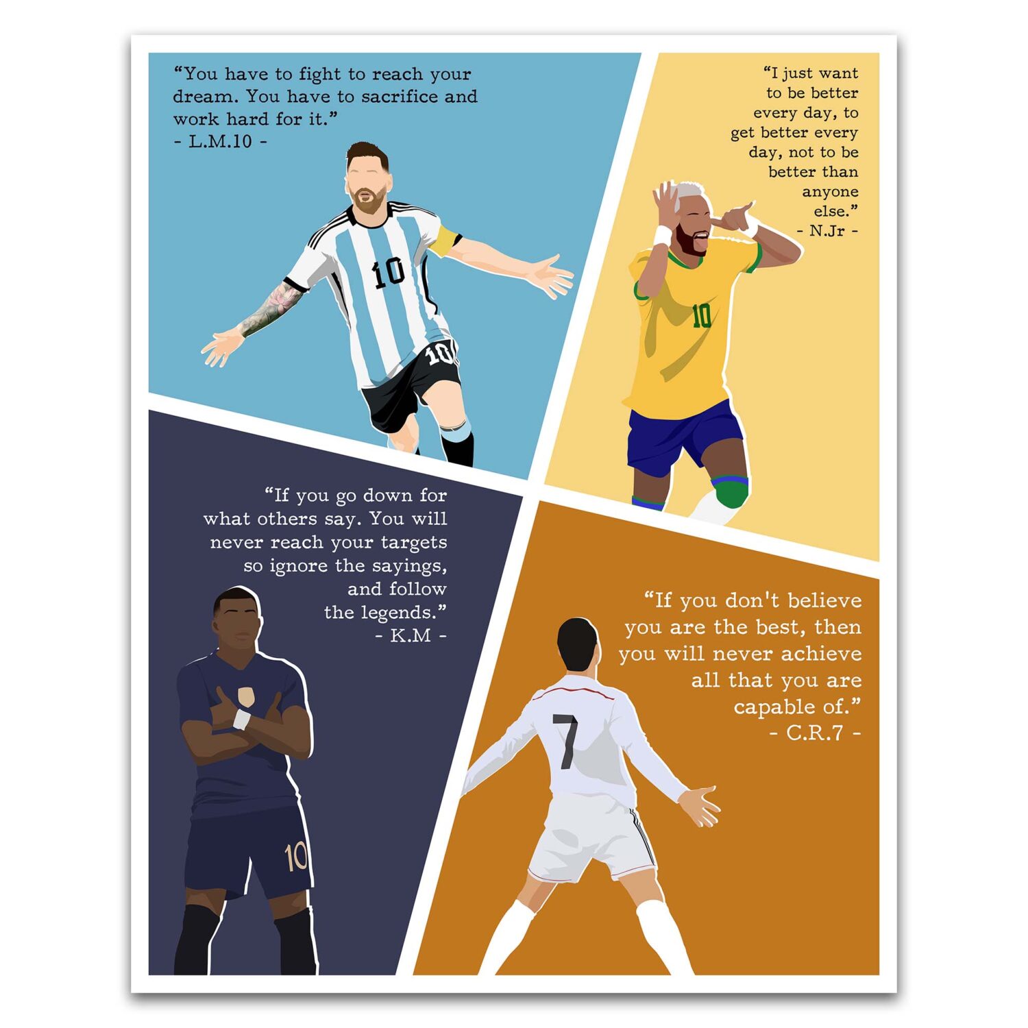 Soccer Superstars Motivational Unframed 16x20in Laminated Hand-drawn Wall Art (1)