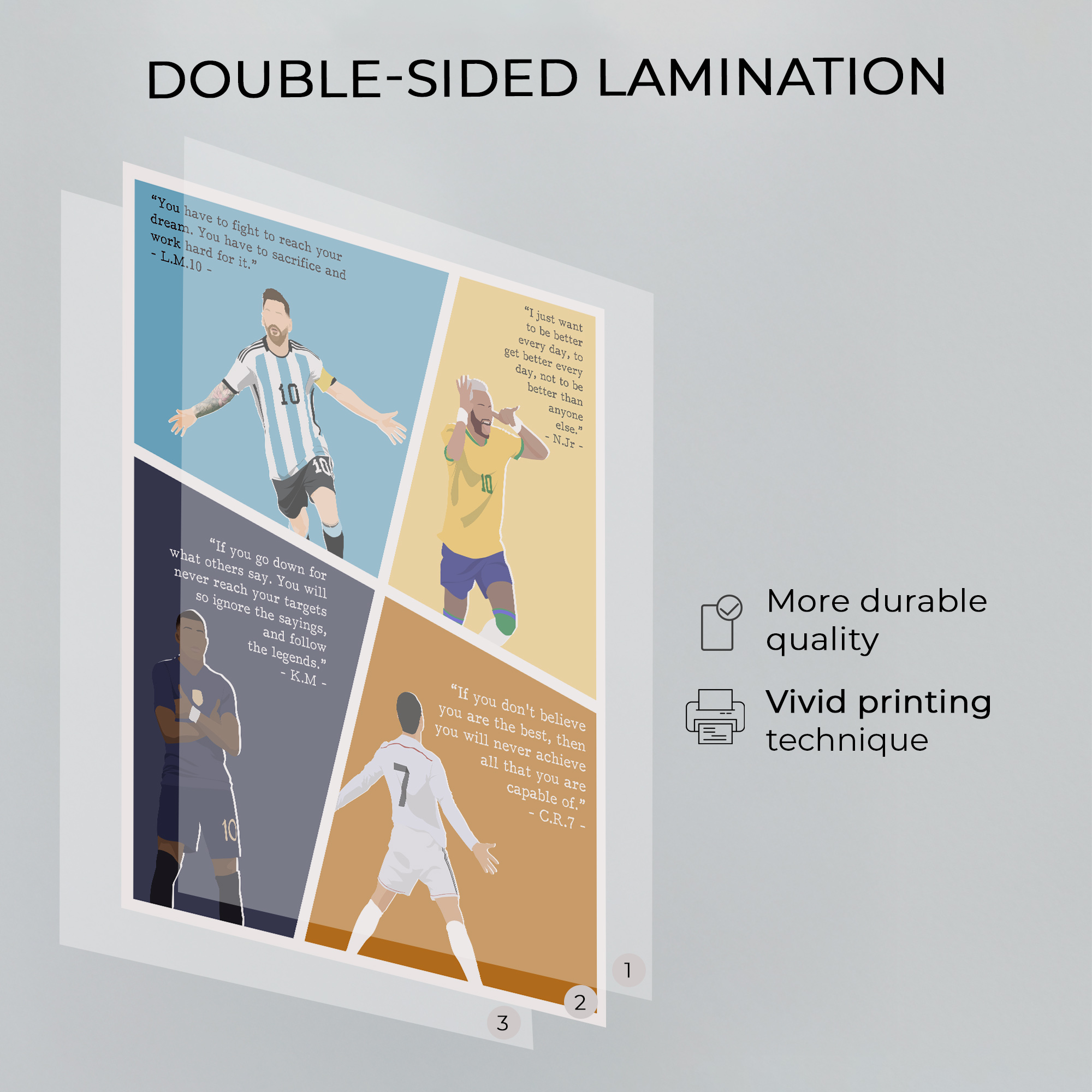 Soccer Superstars Motivational Unframed 16x20in Laminated Hand-drawn Wall Art - Image 3