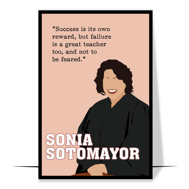 Sonia Sotomayor Latina Hand-drawn Wall Art